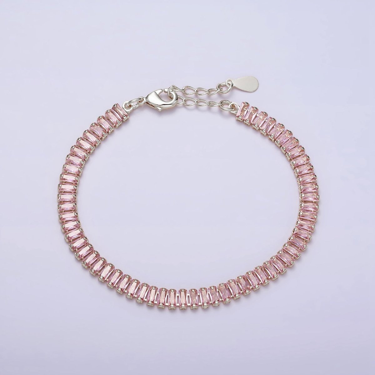 Gold Filled Tennis Bracelet, Baguette Emerald Green, Pink, Clear Pave CZ Bracelet for | WA-1764 to WA-1766 Clearance Pricing
