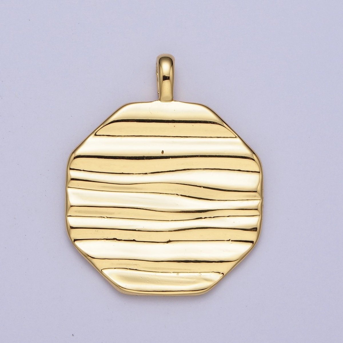 Gold Filled Textured Geometric Hexagonal Double Sided Pendant H-043