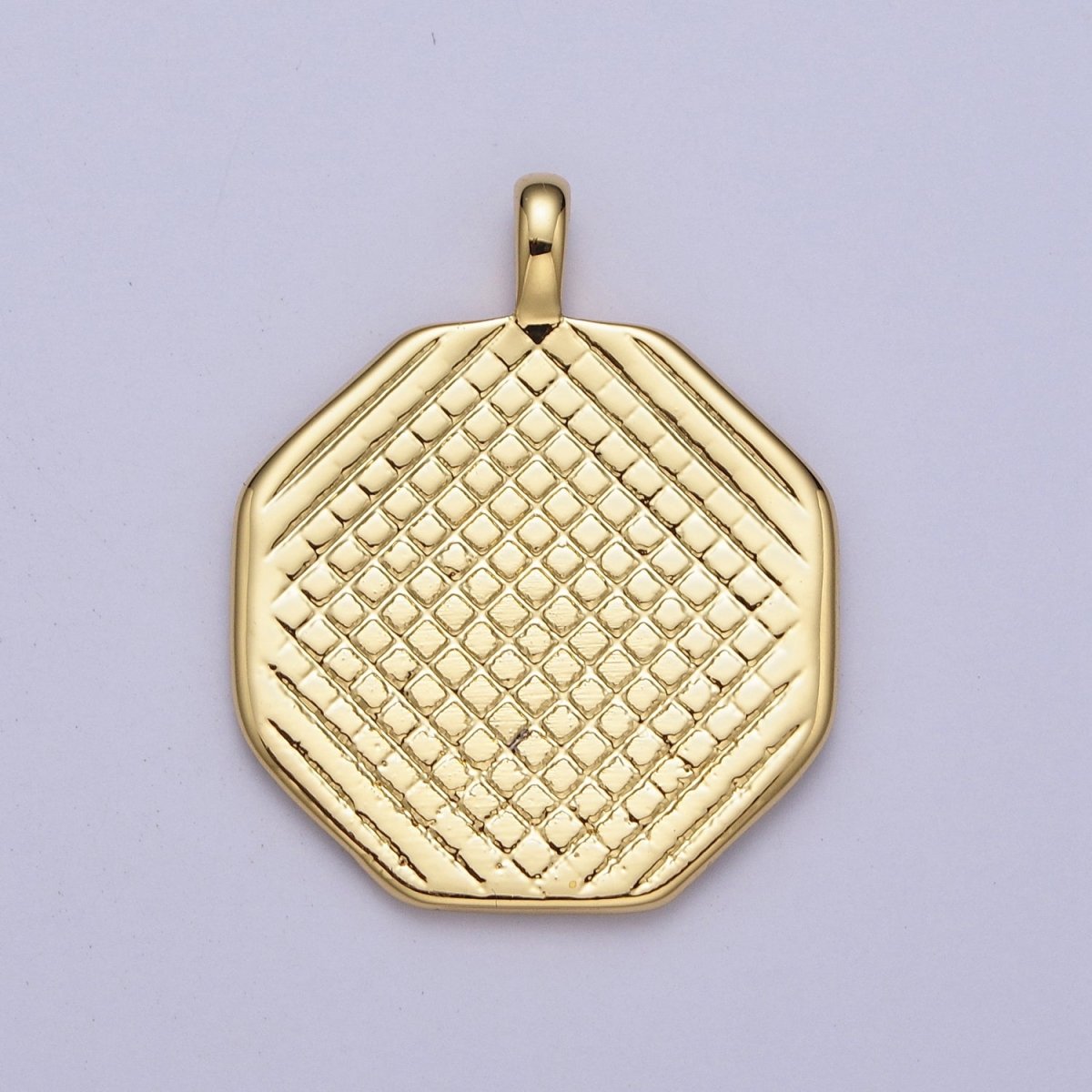 Gold Filled Textured Geometric Hexagonal Double Sided Pendant H-043