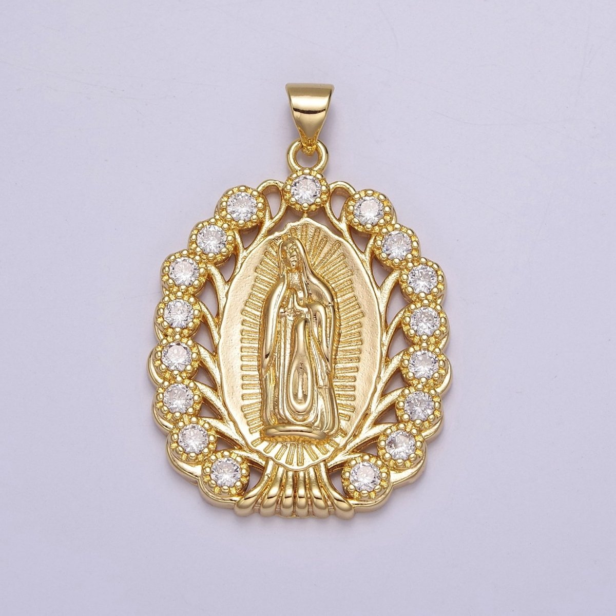Gold Filled Virgin Mary Pendant Gold Lady Guadalupe Medallion Charm for Religious Necklace J-404