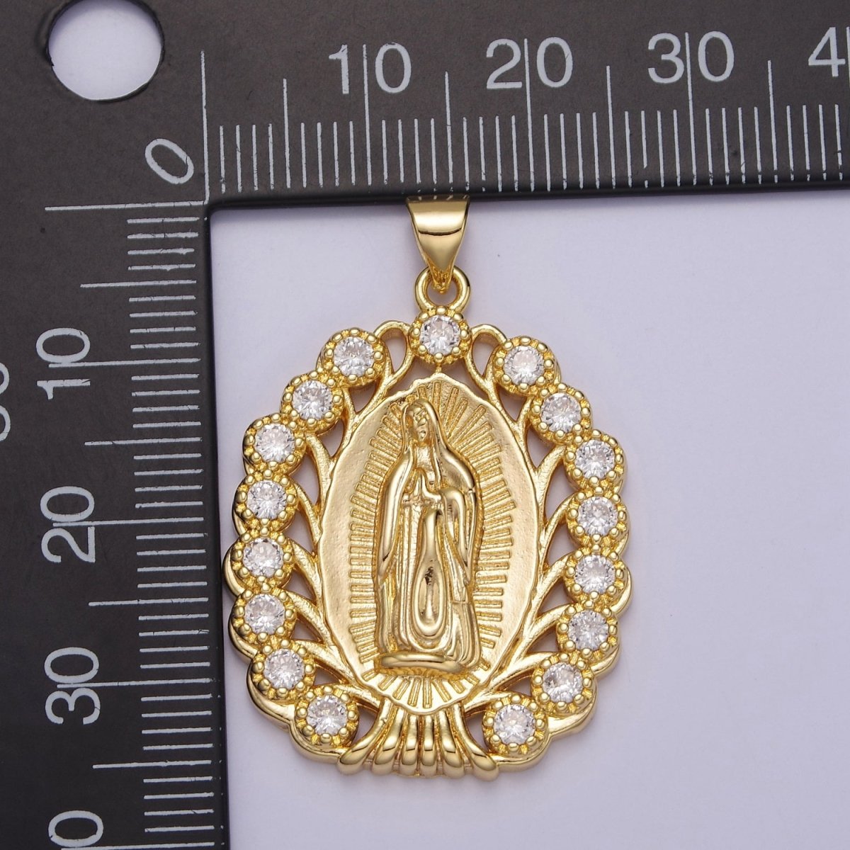 Gold Filled Virgin Mary Pendant Gold Lady Guadalupe Medallion Charm for Religious Necklace J-404