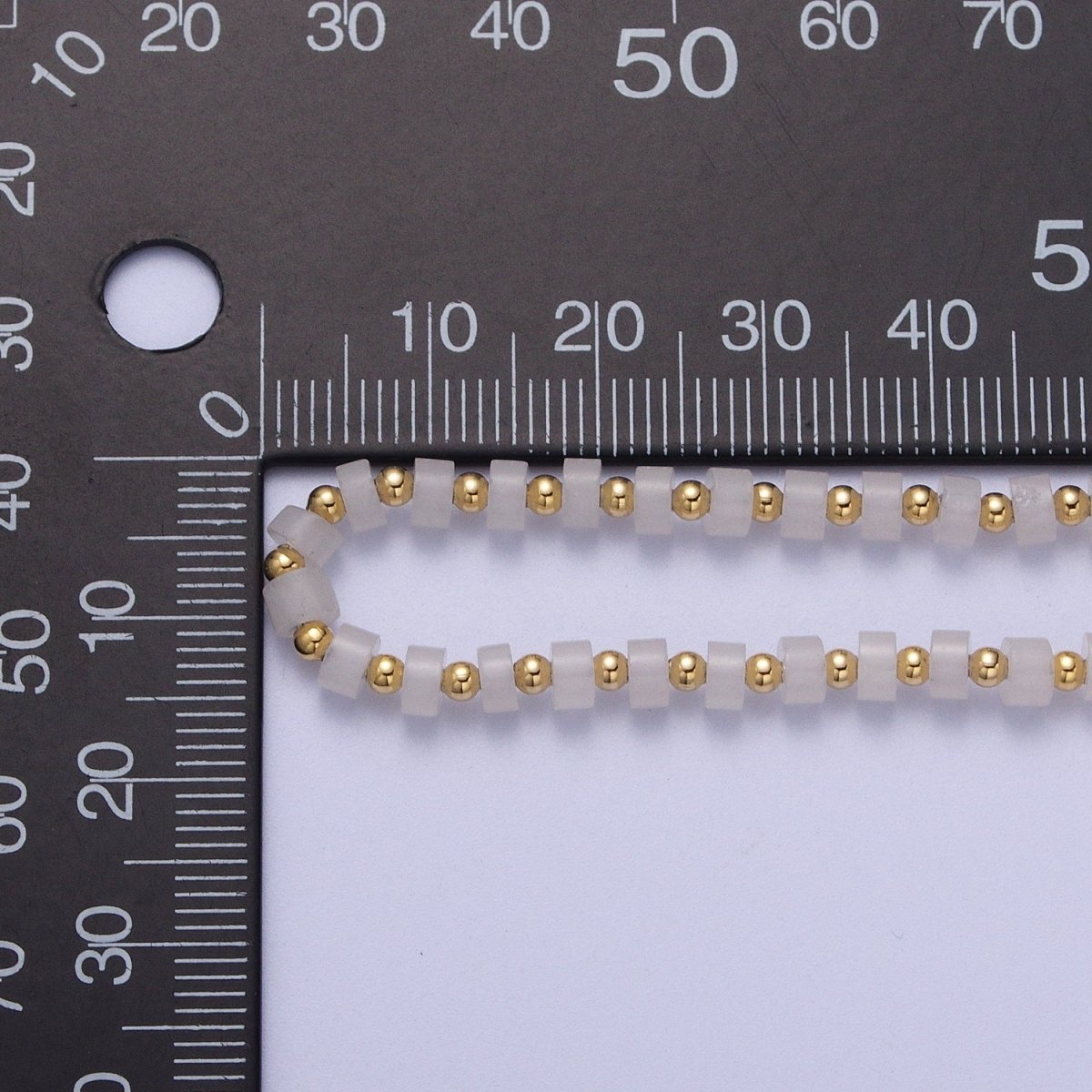 Gold Filled White Jade Rondelle Heishi Gemstone Gold Spacer Beads 15.5 Inch Choker Necklace | WA-1431 Clearance Pricing