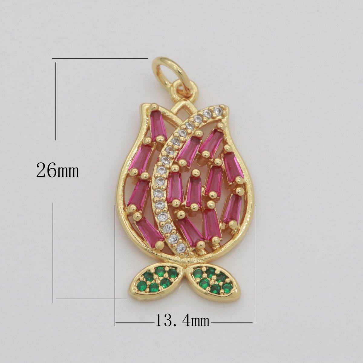 Gold flower Charm - Rose Petal pendant charm on gold filled chain - simple dainty jewelry component M-610