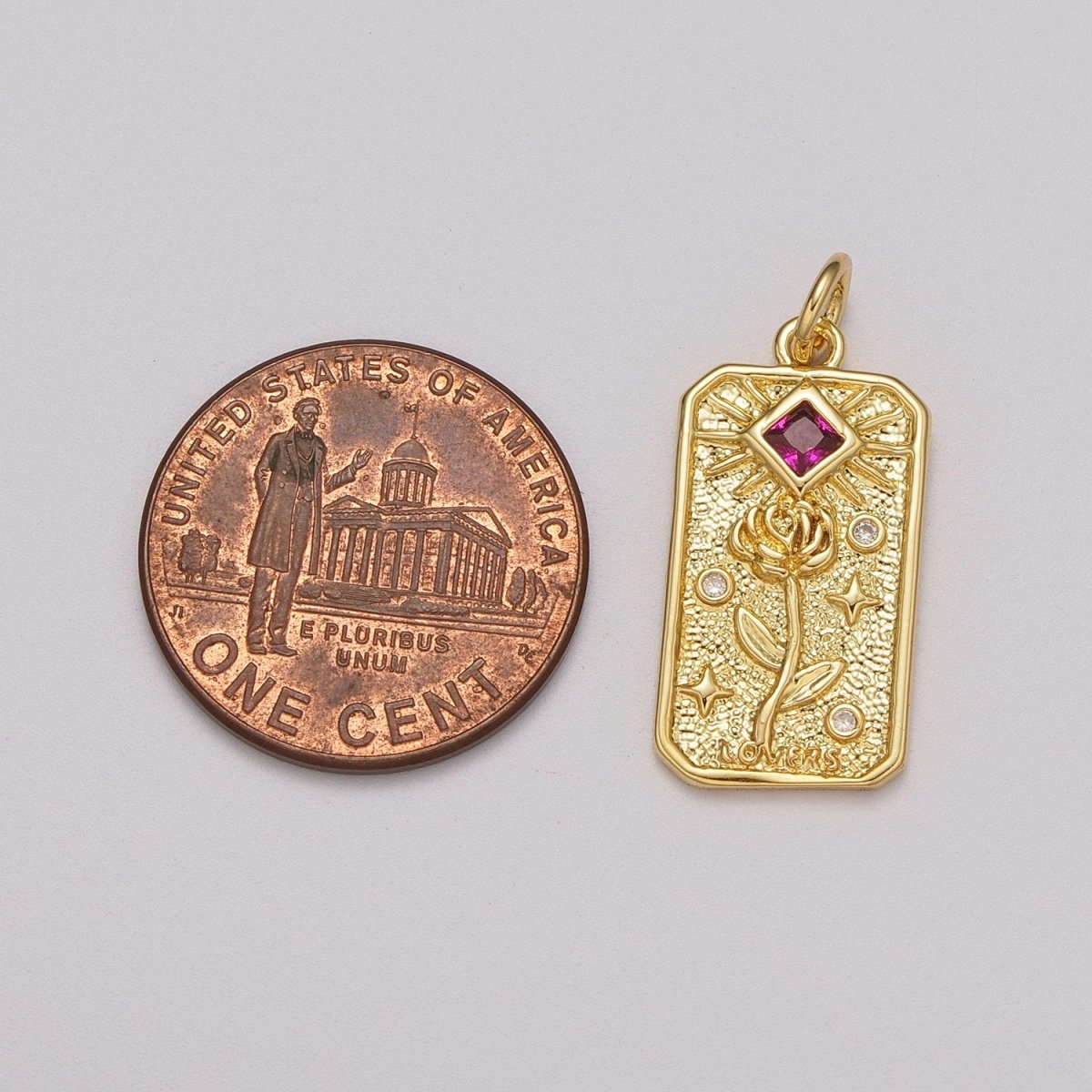 Gold Flower Charm Simple, Dainty Rose Tag Medallion Charm Pendant for Necklace Bracelet Earring Supply E-607