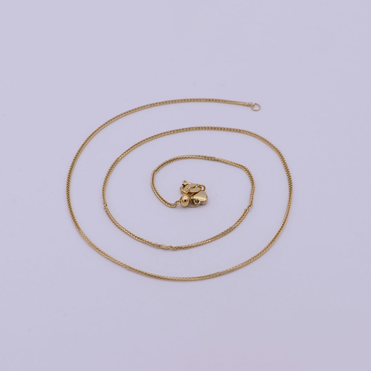 Gold Fox Tail Chain Necklace - 24K Gold Plated Foxtail Chain - Dainty 1.4mm Layering 20 Inch Ready To Wear Chain with Spring Ring | WA-516 Clearance Pricing