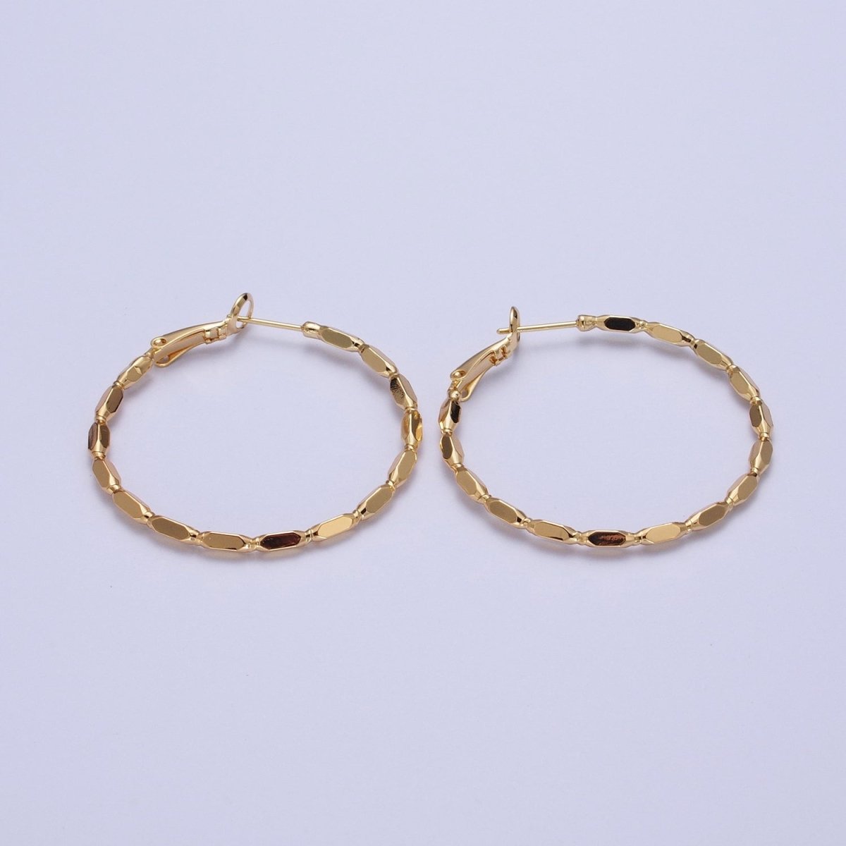 Gold Geometric Long Tube Beaded 40mm Minimalist Jewelry AE540