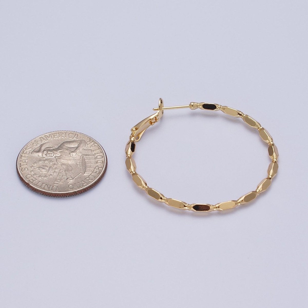Gold Geometric Long Tube Beaded 40mm Minimalist Jewelry AE540