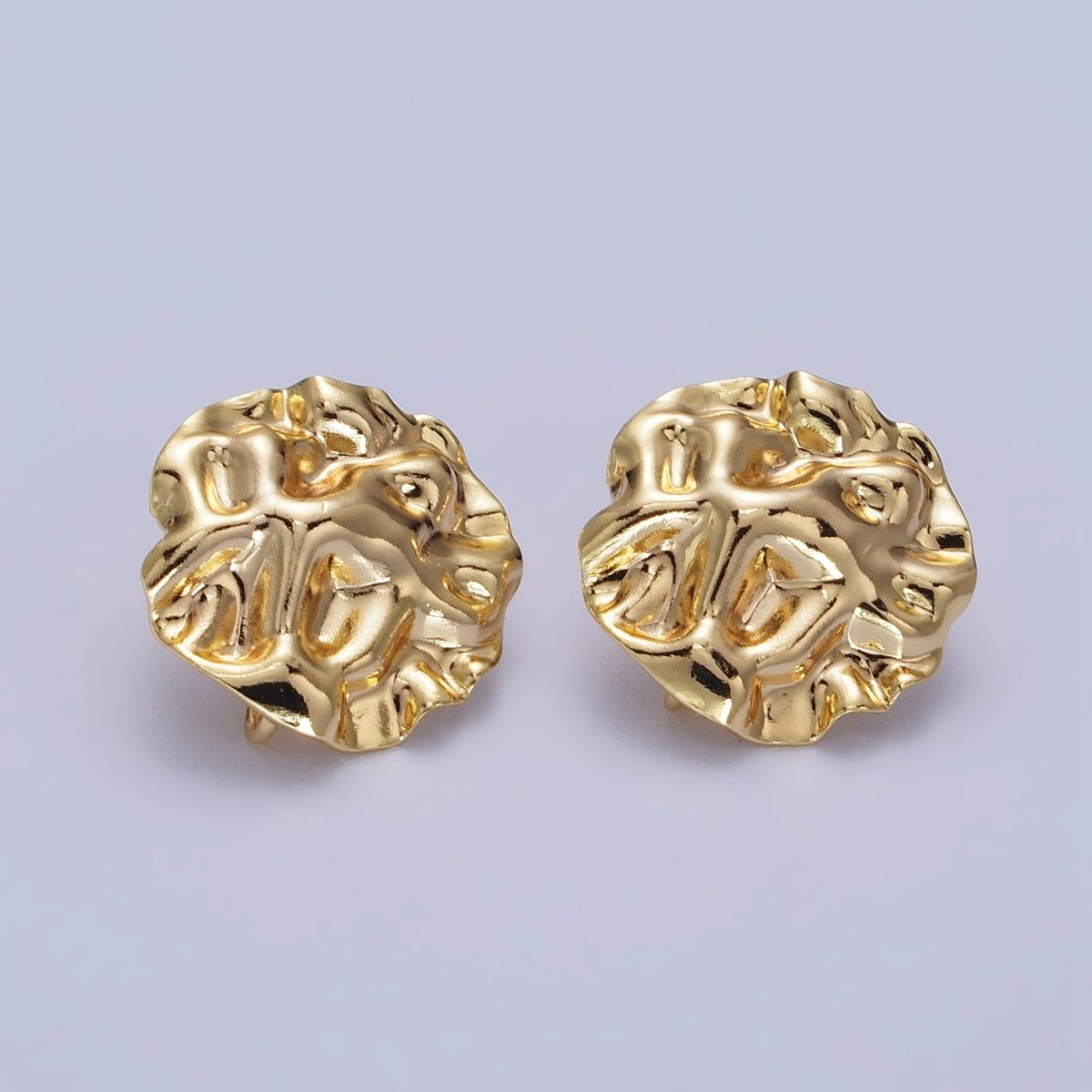 Gold Geometric Round Abstract Foil Stud Loop Earrings Supply | Z-076