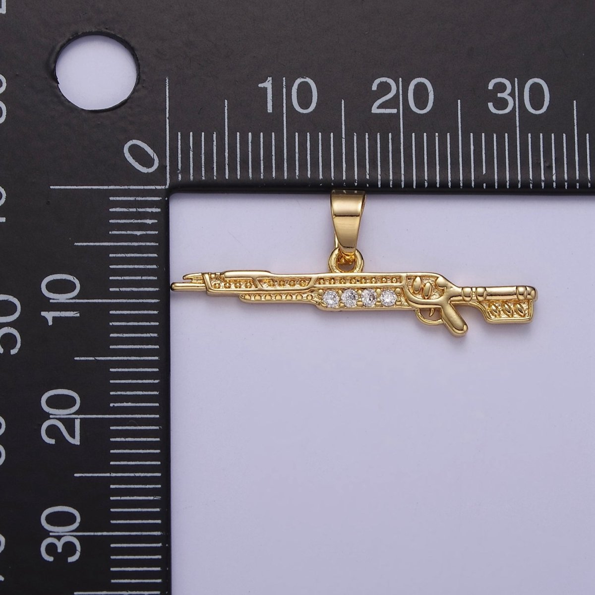Gold Gun Charm Rifle Pendant, Shotgun Charm Jewelry Supply J-436