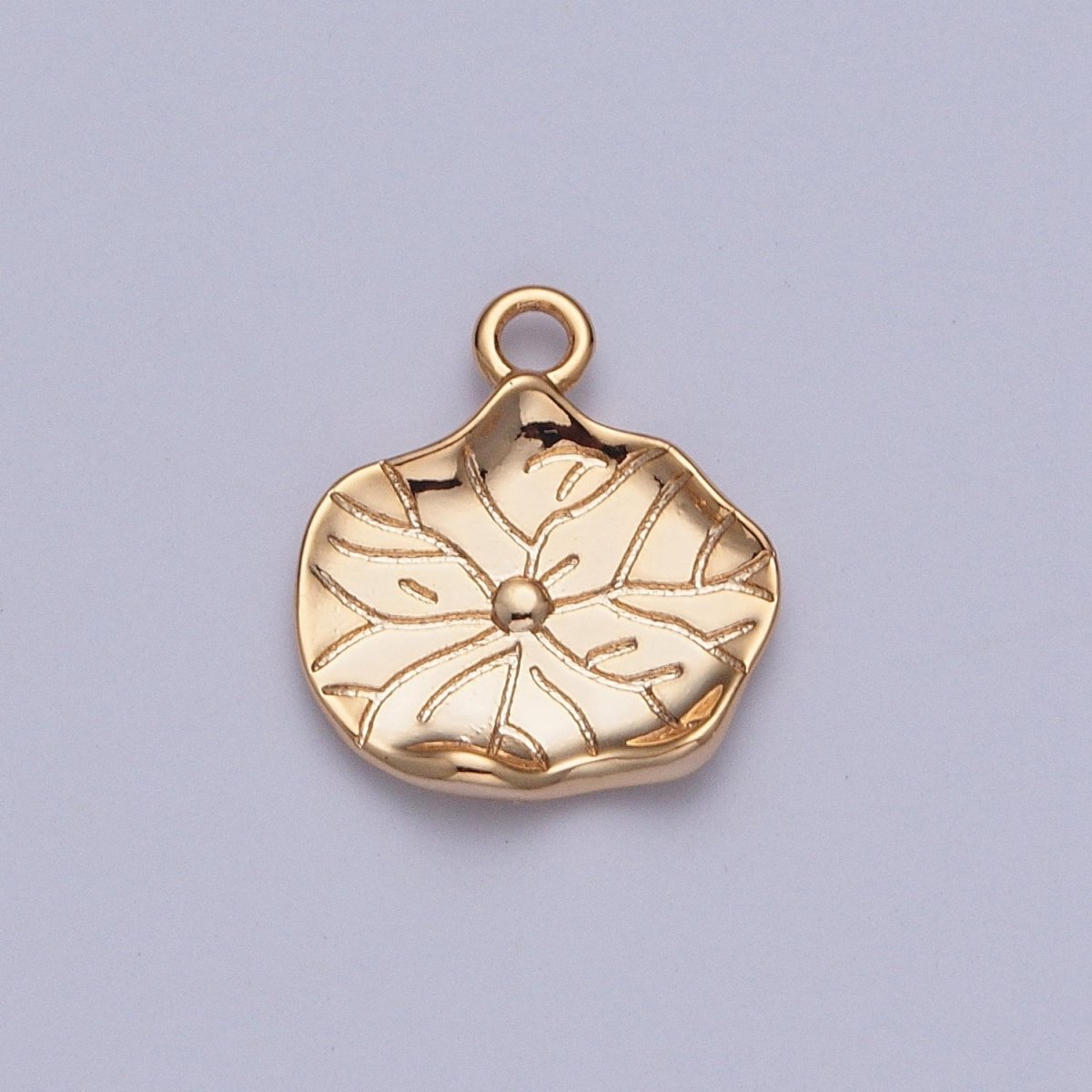Gold Hammered Lily Pad Leaf Nature Charm Jewelry Making Component | X-200