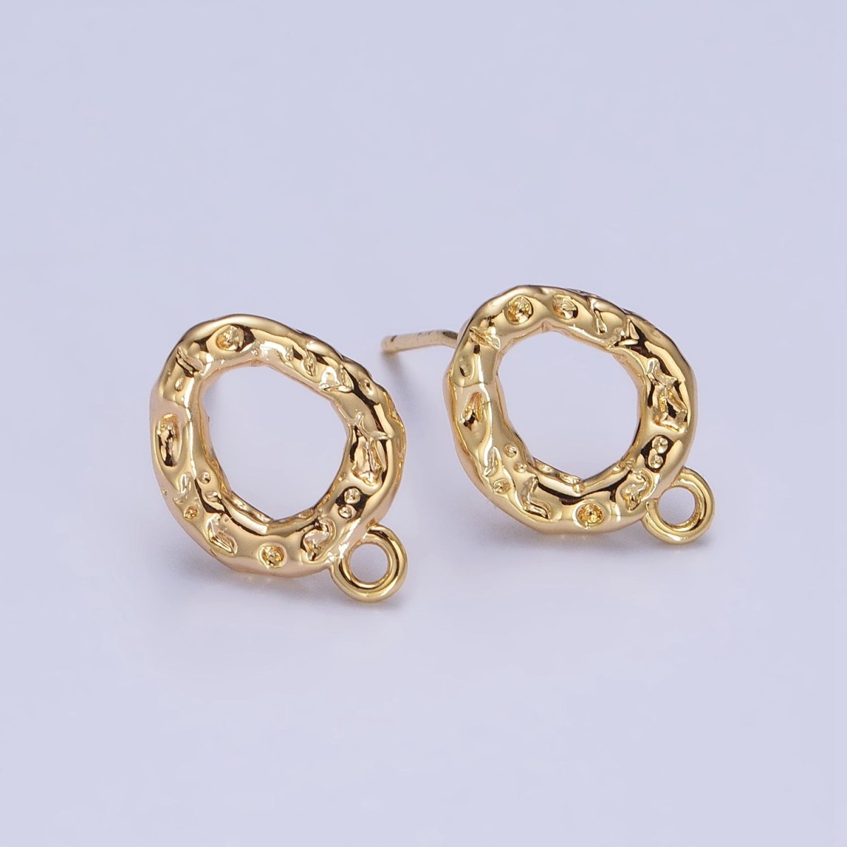 Gold Hammered Oval Round Stud Loop Earrings Supply | Z-077