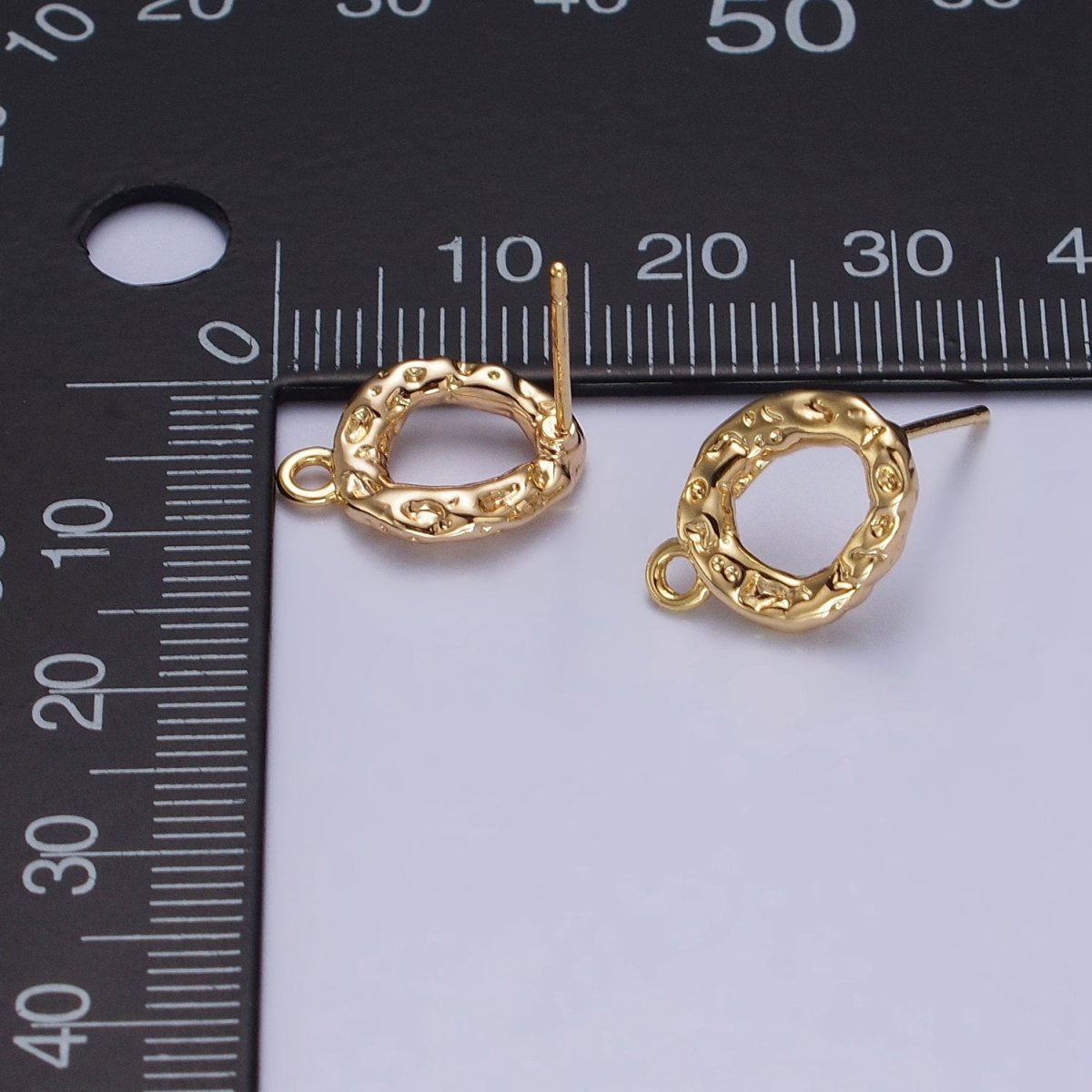 Gold Hammered Oval Round Stud Loop Earrings Supply | Z-077