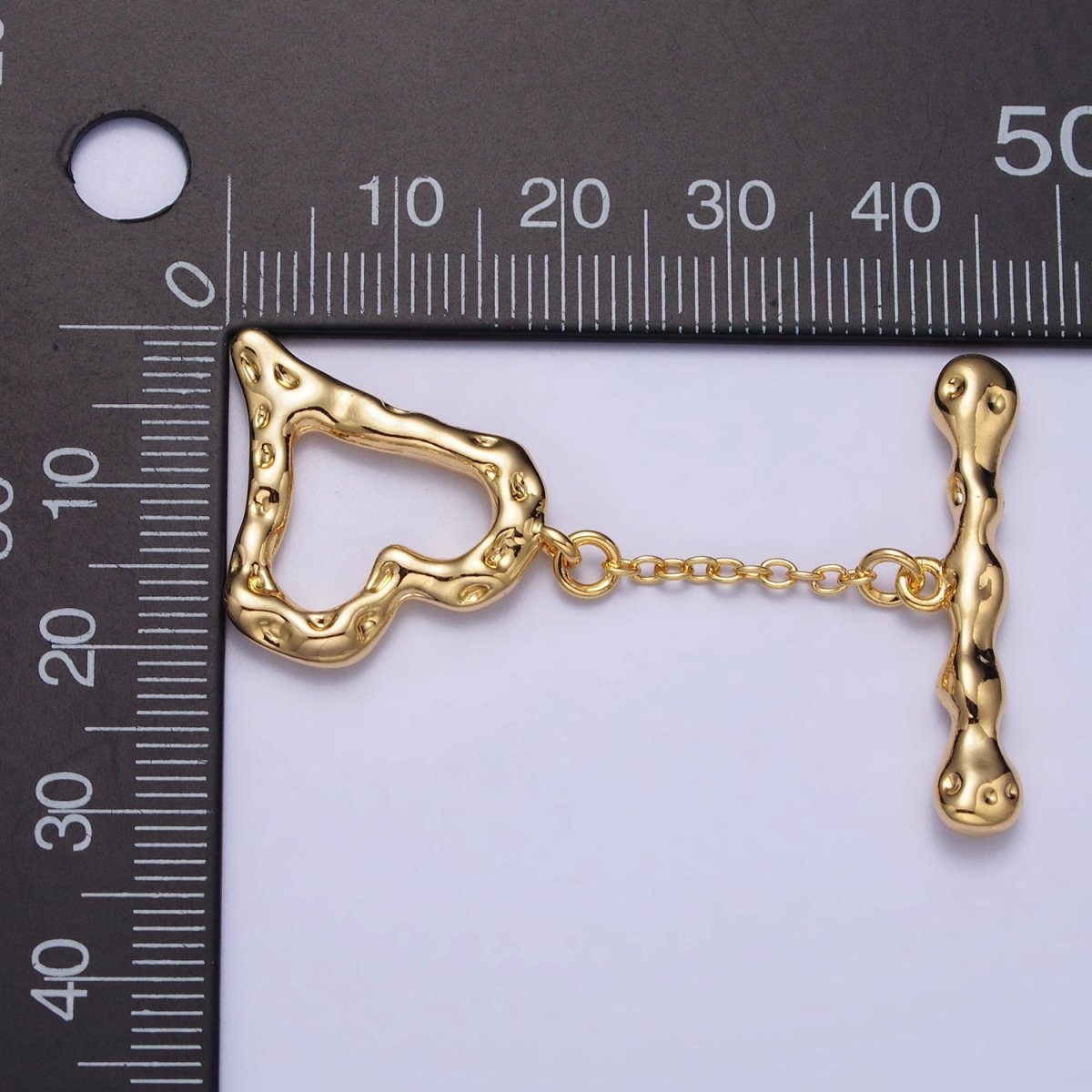 Gold Hammered Textured Heart Bar Toggle Clasps Jewelry Closure Supply | Z-110