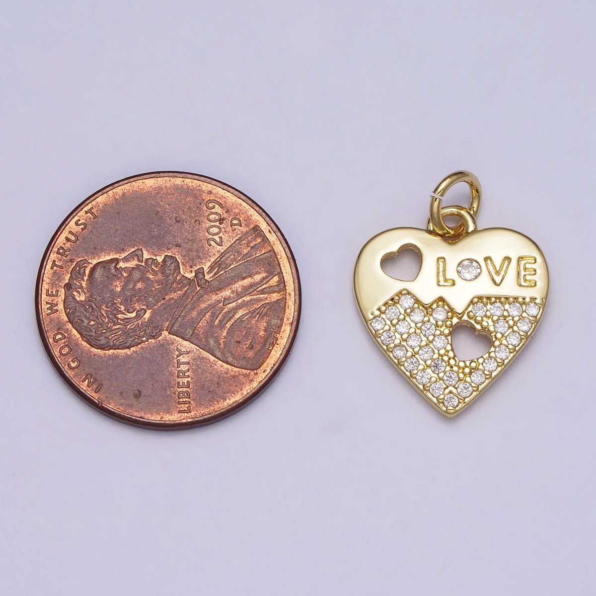 Gold Heart "LOVE" Clear Micro Paved CZ Add-On Charm | AC203
