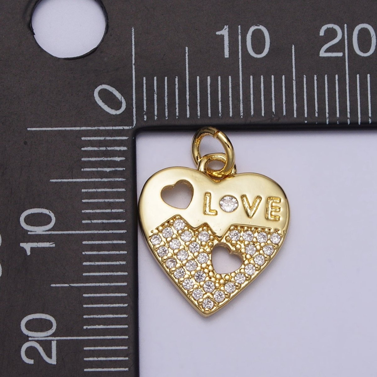Gold Heart "LOVE" Clear Micro Paved CZ Add-On Charm | AC203