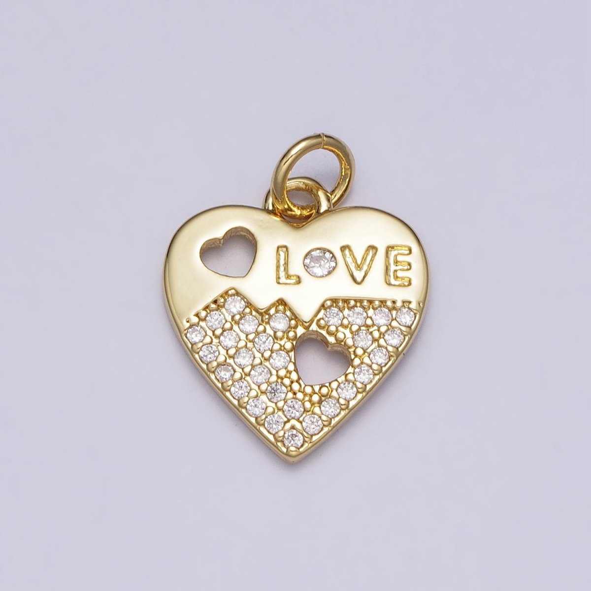 Gold Heart "LOVE" Clear Micro Paved CZ Add-On Charm | AC203