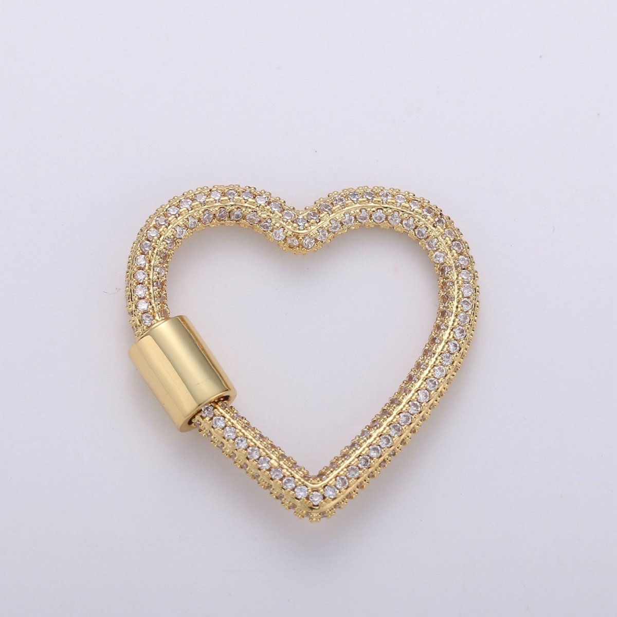 Gold Heart Screw Clasp, Screw Clasp Heart , Carabiner Clasp Pave Heart Shaped Clasps for Necklace Bracelet Component, K-545