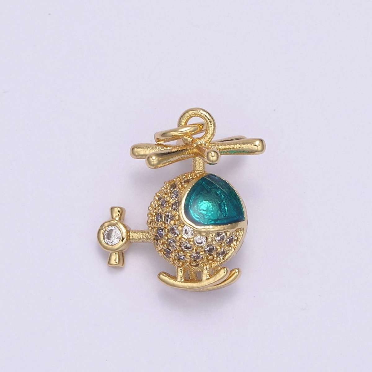 Gold Helicopter Charm Necklace - Helicopter Pendant - Chopper Whirlybird Jewelry Making N-710