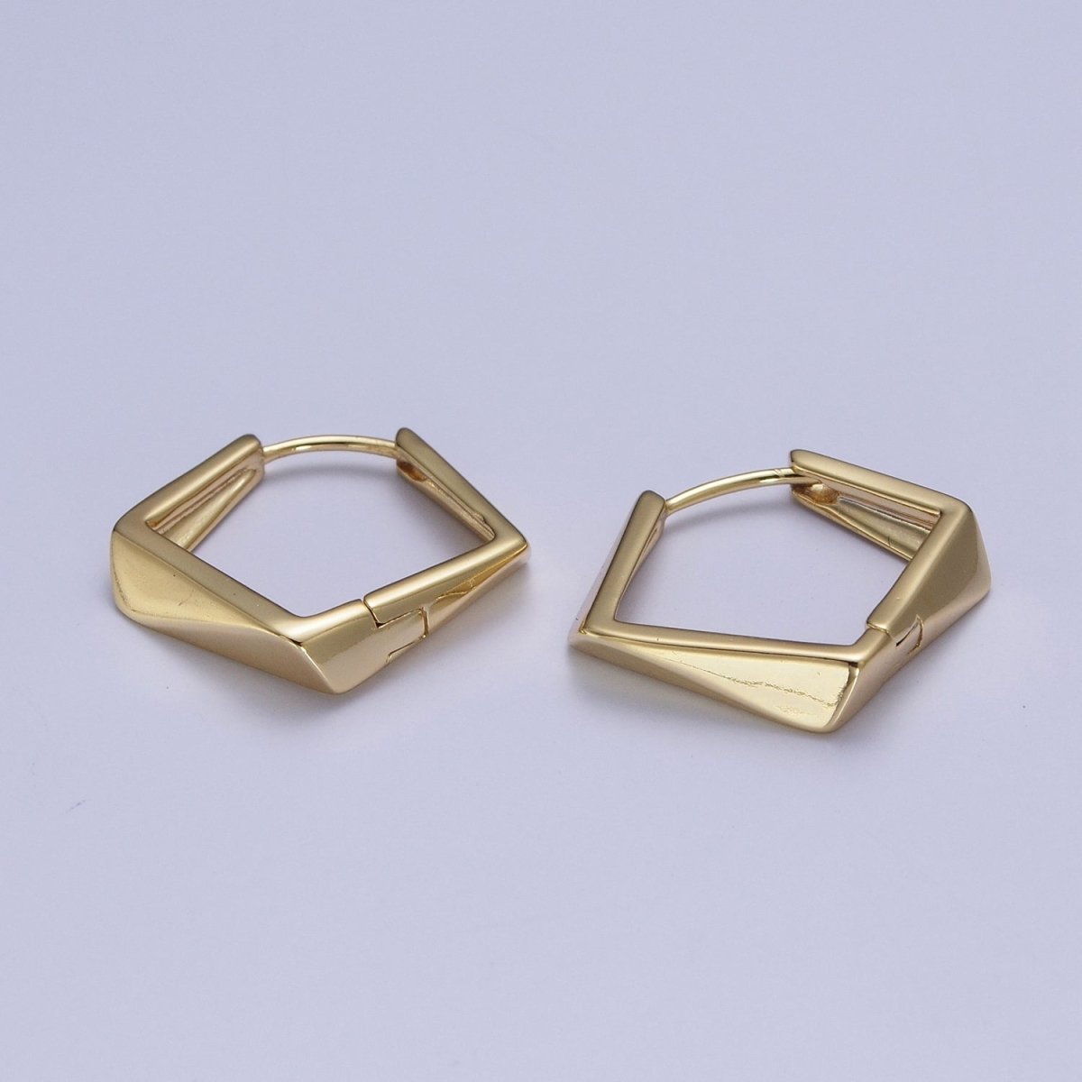 Gold Hoop Earrings, Geometric Hoop Earrings, Diamond Shaped Hoop Earrings, Statement Hoop Earrings AD-064