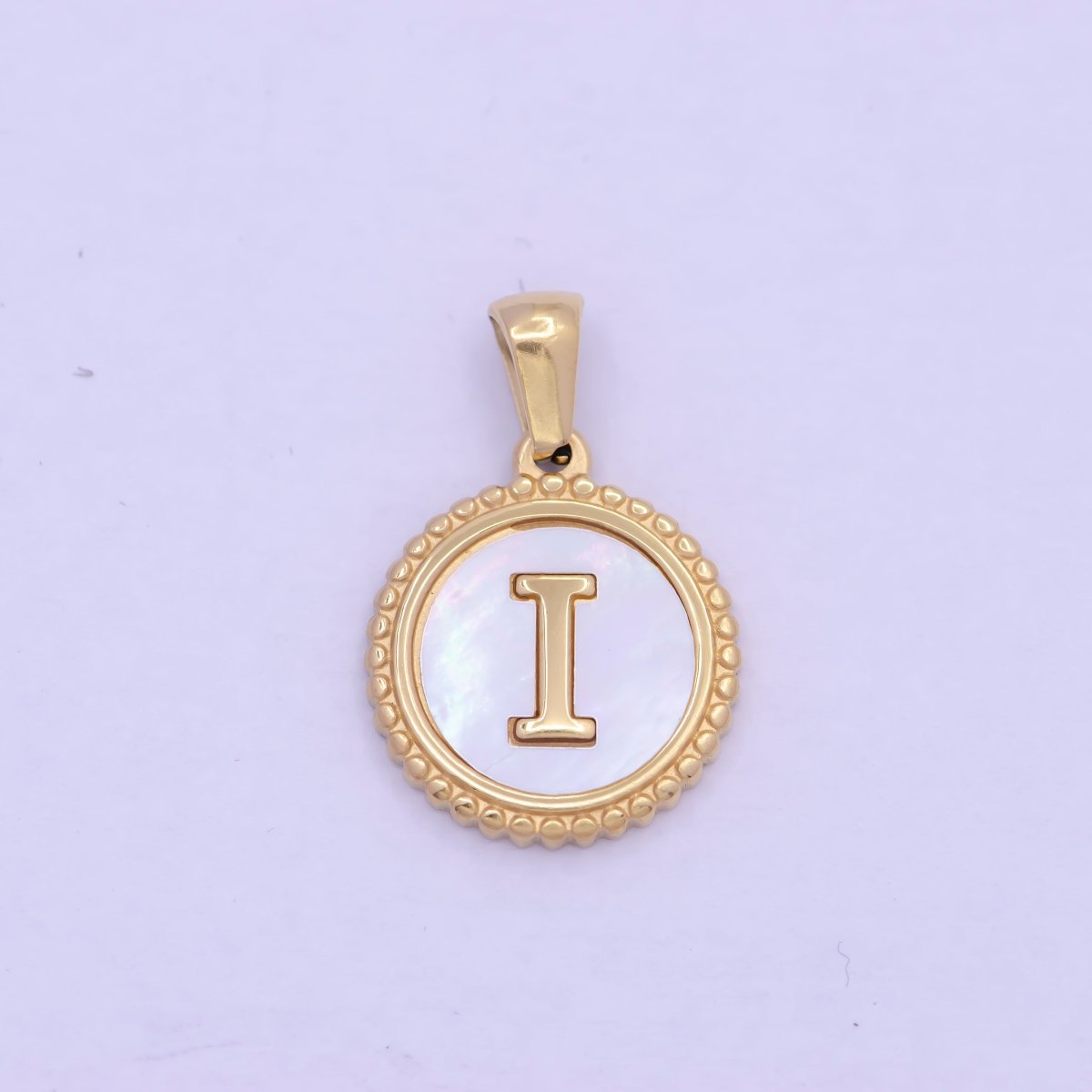 Gold Initial Letter Necklace Pendant Alphabet Charm Shell Pearl Letter Minimalist Jewelry Supply Coin Pendant for Necklace Bracelet A-888-A-900