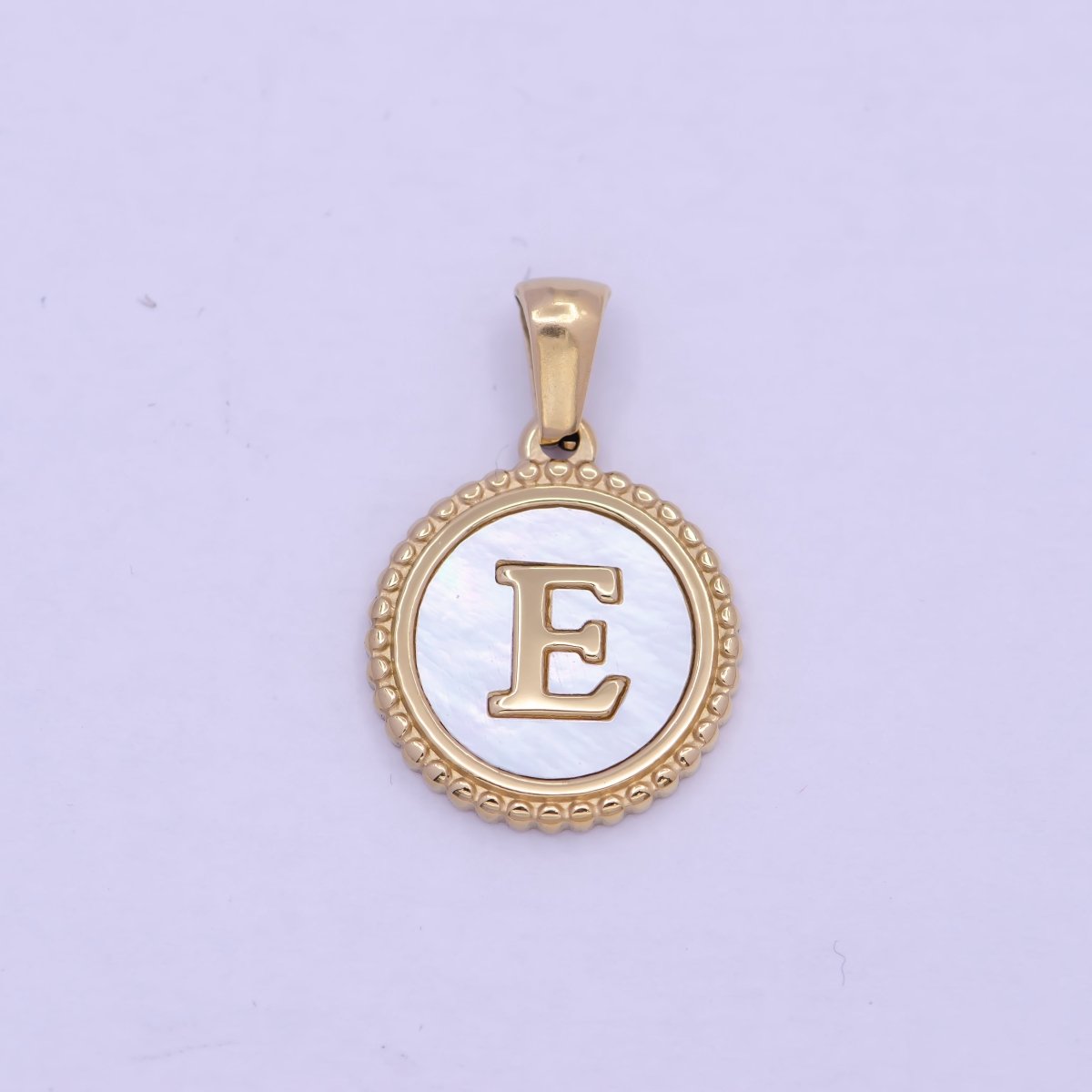 Gold Initial Letter Necklace Pendant Alphabet Charm Shell Pearl Letter Minimalist Jewelry Supply Coin Pendant for Necklace Bracelet A-888-A-900