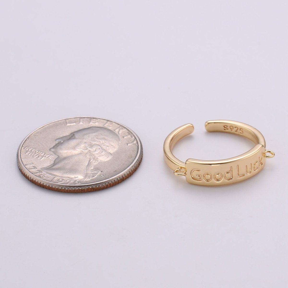 Gold Inspirational ring, GOOD LUCK ring, Word Open Adjustable Ring Valentine Gift graduation gift, lucky jewelry gift, gift for her R-176