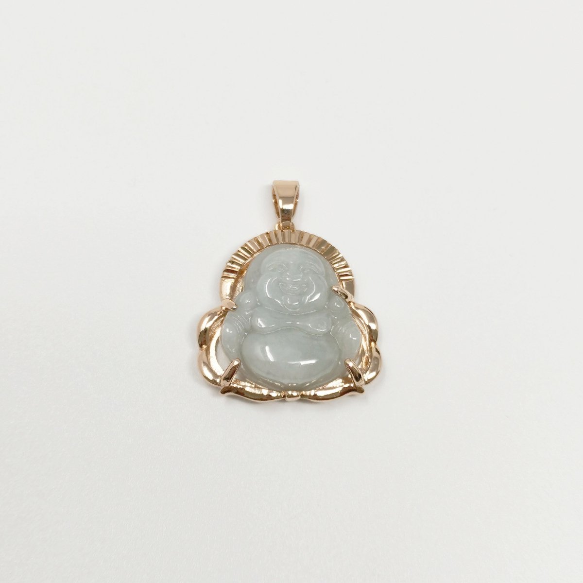 Gold Jade Buddha Light Green Buddha Jade Gold Filled Pendant AH-299