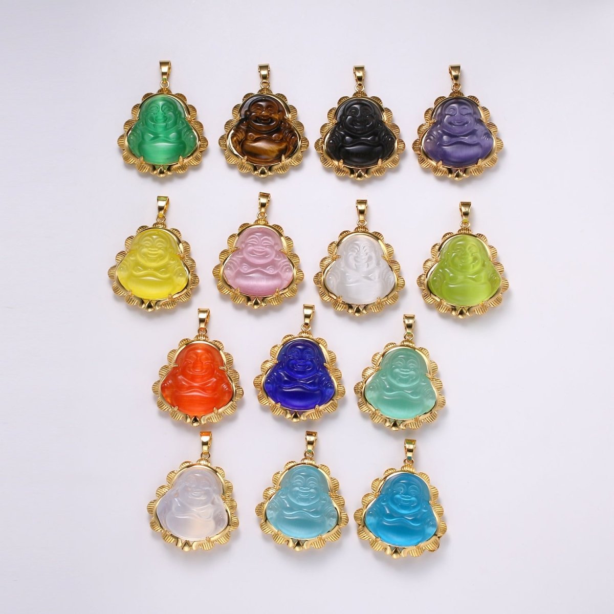 Gold Jade Buddha Pendant Colorful Buddha Jade Gold Filled Pendants AH-269~AH-280