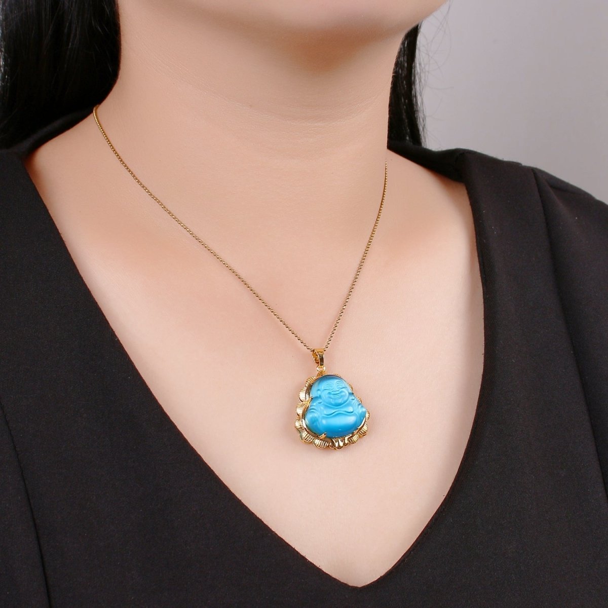 Gold Jade Buddha Pendant Colorful Buddha Jade Gold Filled Pendants AH-269~AH-280