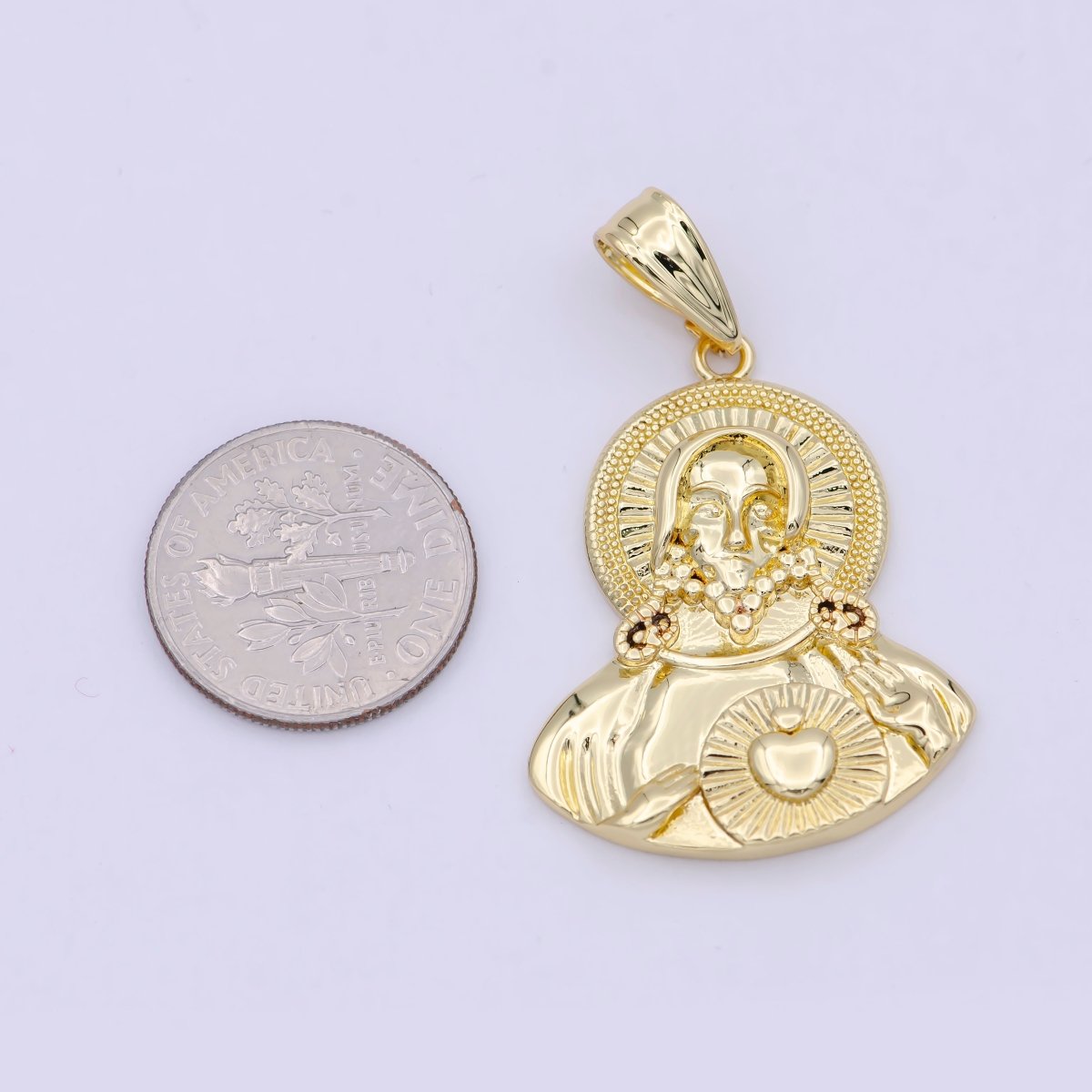 Gold Jesus Christ Sacred Heart Charm Necklace, Jesus Sacred Heart Pendant Necklace, Gift For Her I-122