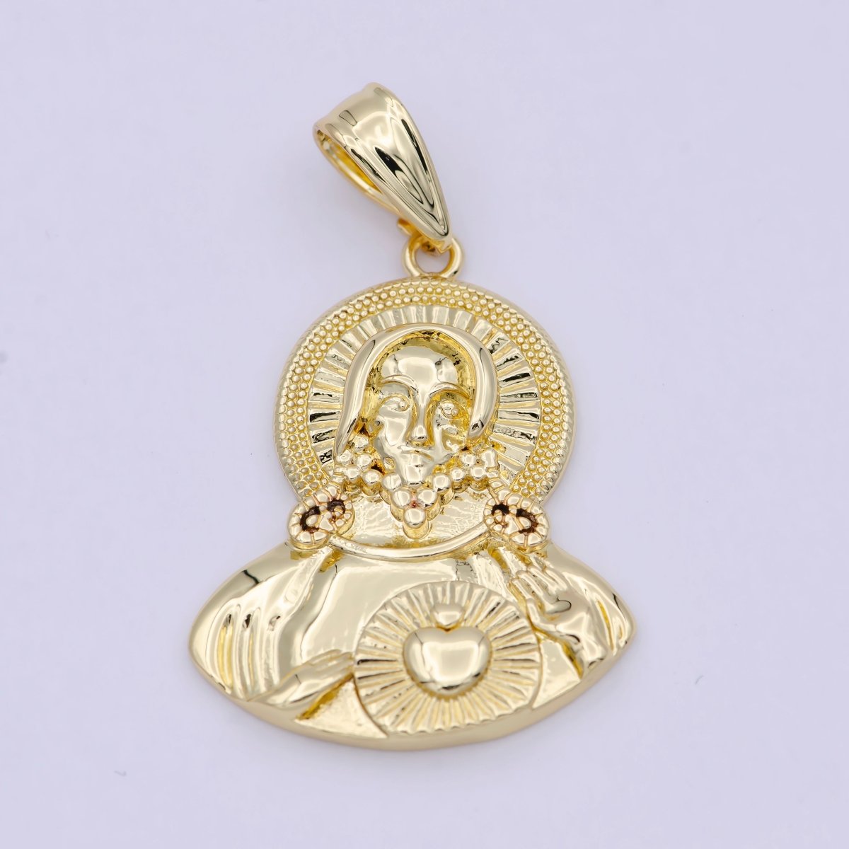 Gold Jesus Christ Sacred Heart Charm Necklace, Jesus Sacred Heart Pendant Necklace, Gift For Her I-122