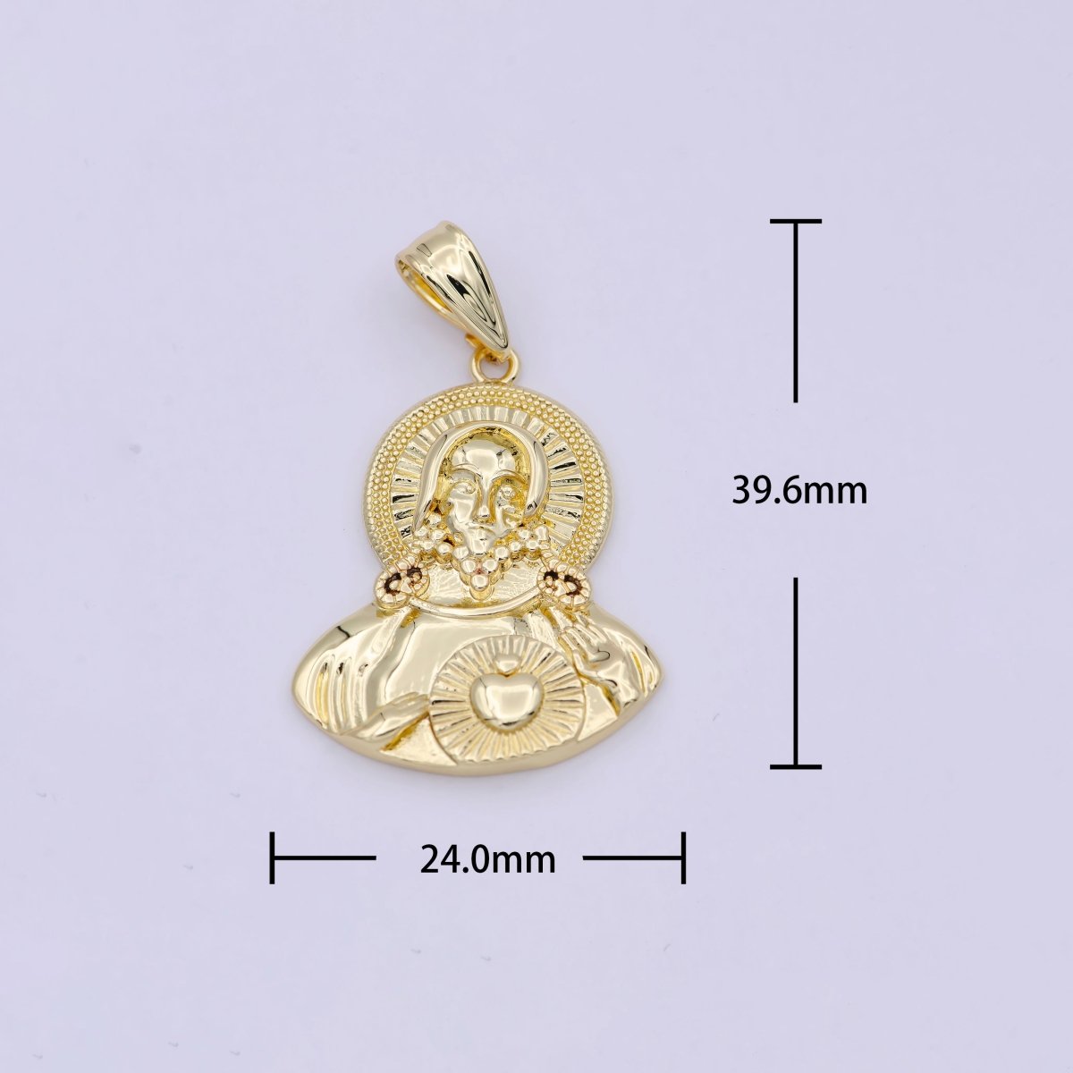 Gold Jesus Christ Sacred Heart Charm Necklace, Jesus Sacred Heart Pendant Necklace, Gift For Her I-122