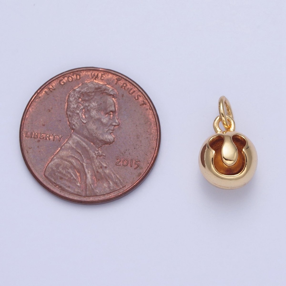 Gold Jingle Bell Charm For Jewelry Making Supplies, Round Bell Bracelet Charm, Earring Charm X-058