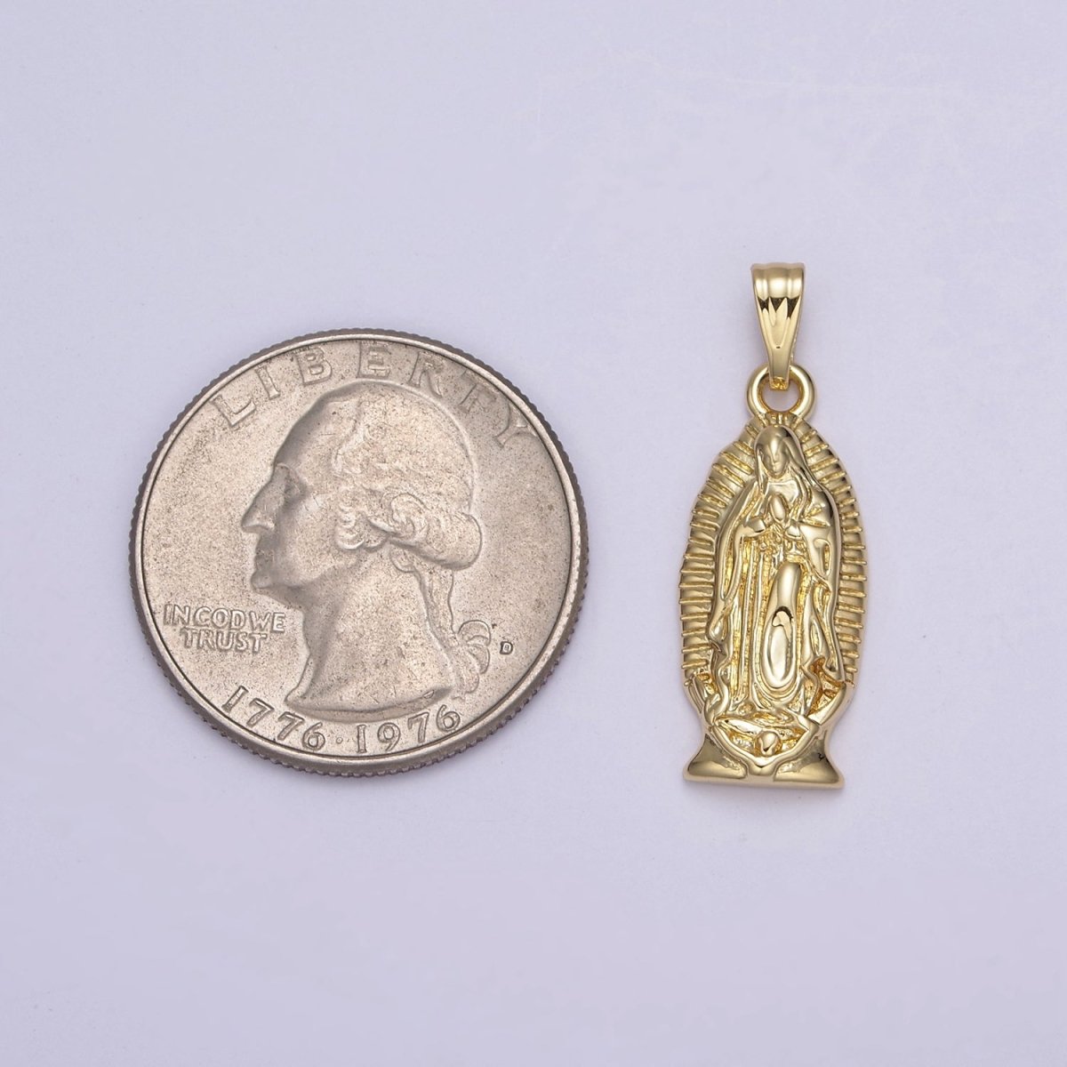 Gold Lady Guadalupe Charm Virgin Mary Pendant for Religious Jewelry Making N-542