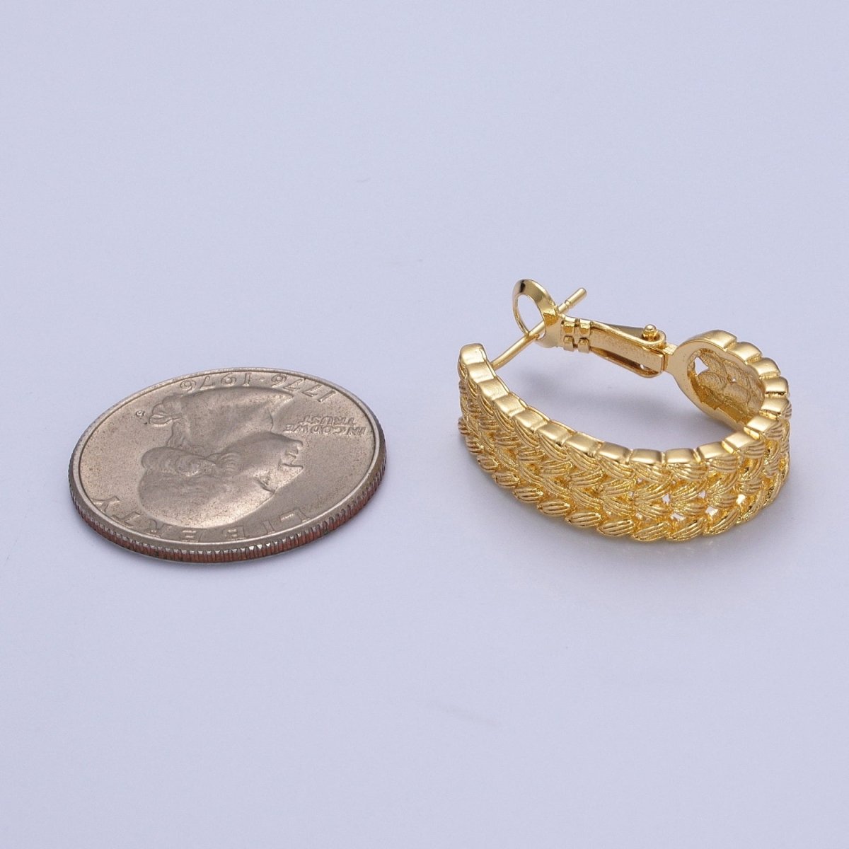 Gold Large Braided Minimal Hoop Earrings- Gold Braided Minimal Bohemian Earrings T-414