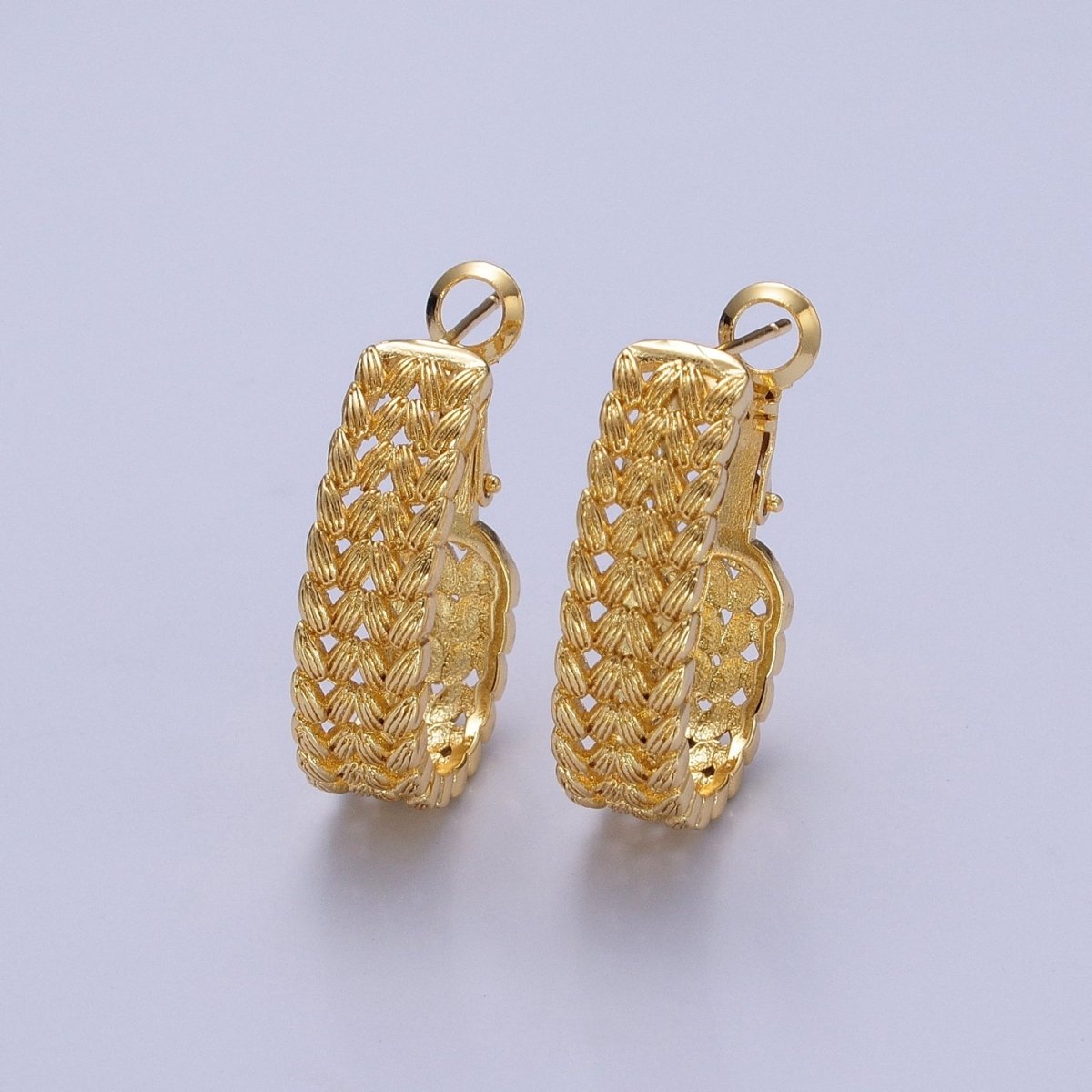 Gold Large Braided Minimal Hoop Earrings- Gold Braided Minimal Bohemian Earrings T-414