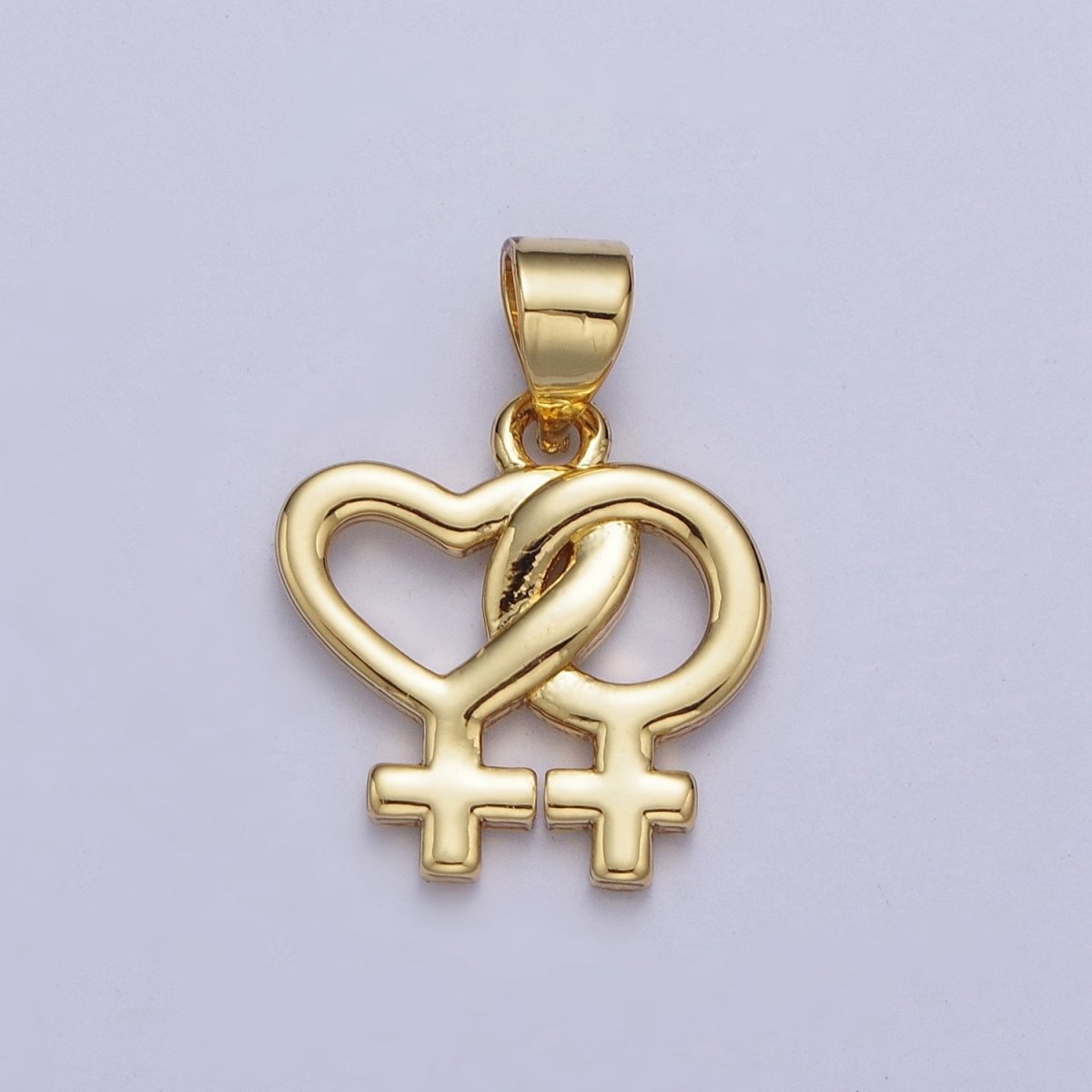Gold Lesbian Necklace Charm 24K Gold Filled Lesbian Jewelry, Pride Necklace Pendant Lesbian Gift Couple Necklace X-421