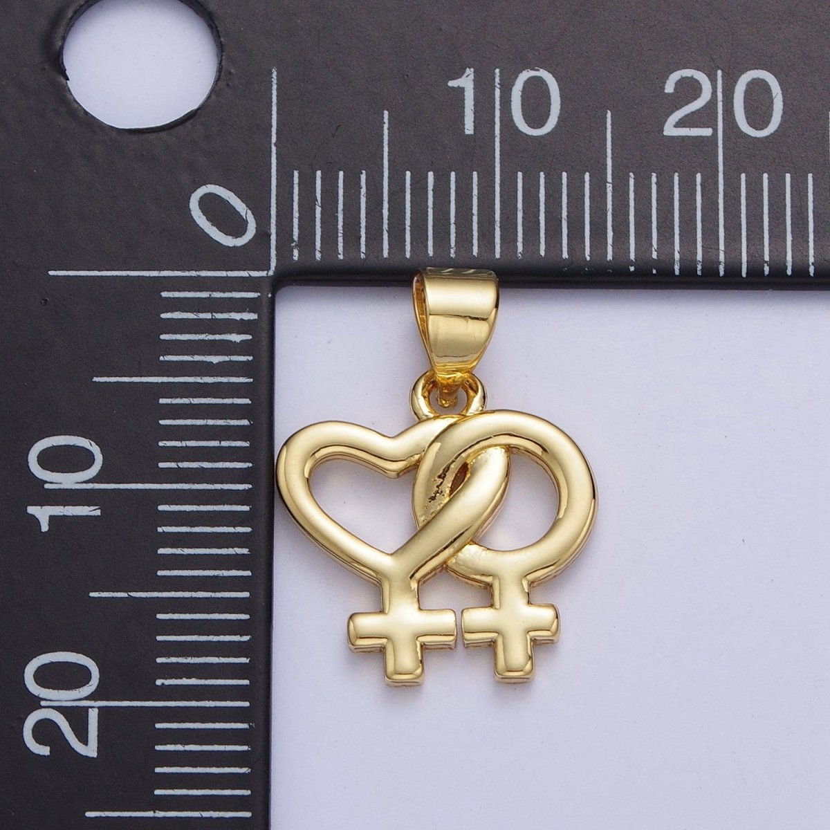 Gold Lesbian Necklace Charm 24K Gold Filled Lesbian Jewelry, Pride Necklace Pendant Lesbian Gift Couple Necklace X-421