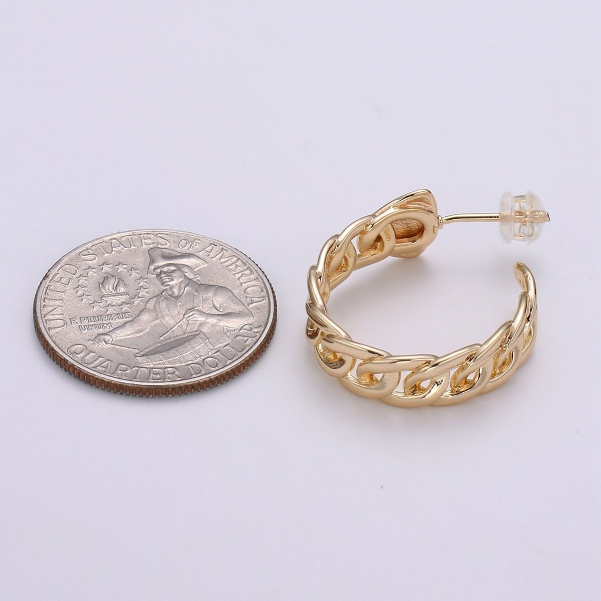 Gold Link Chain Hoop Earrings • Bold Gold Hoop Earrings • Chunky Earrings • Statement Hoops • 18k Gold Filled Hoops Earring gift for her Q-458