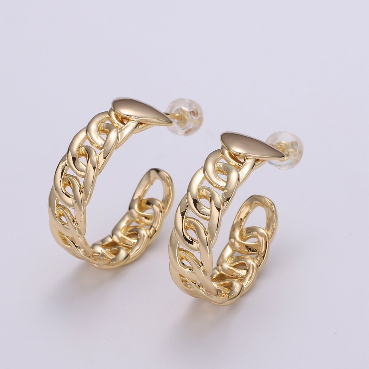 Gold Link Chain Hoop Earrings • Bold Gold Hoop Earrings • Chunky Earrings • Statement Hoops • 18k Gold Filled Hoops Earring gift for her Q-458
