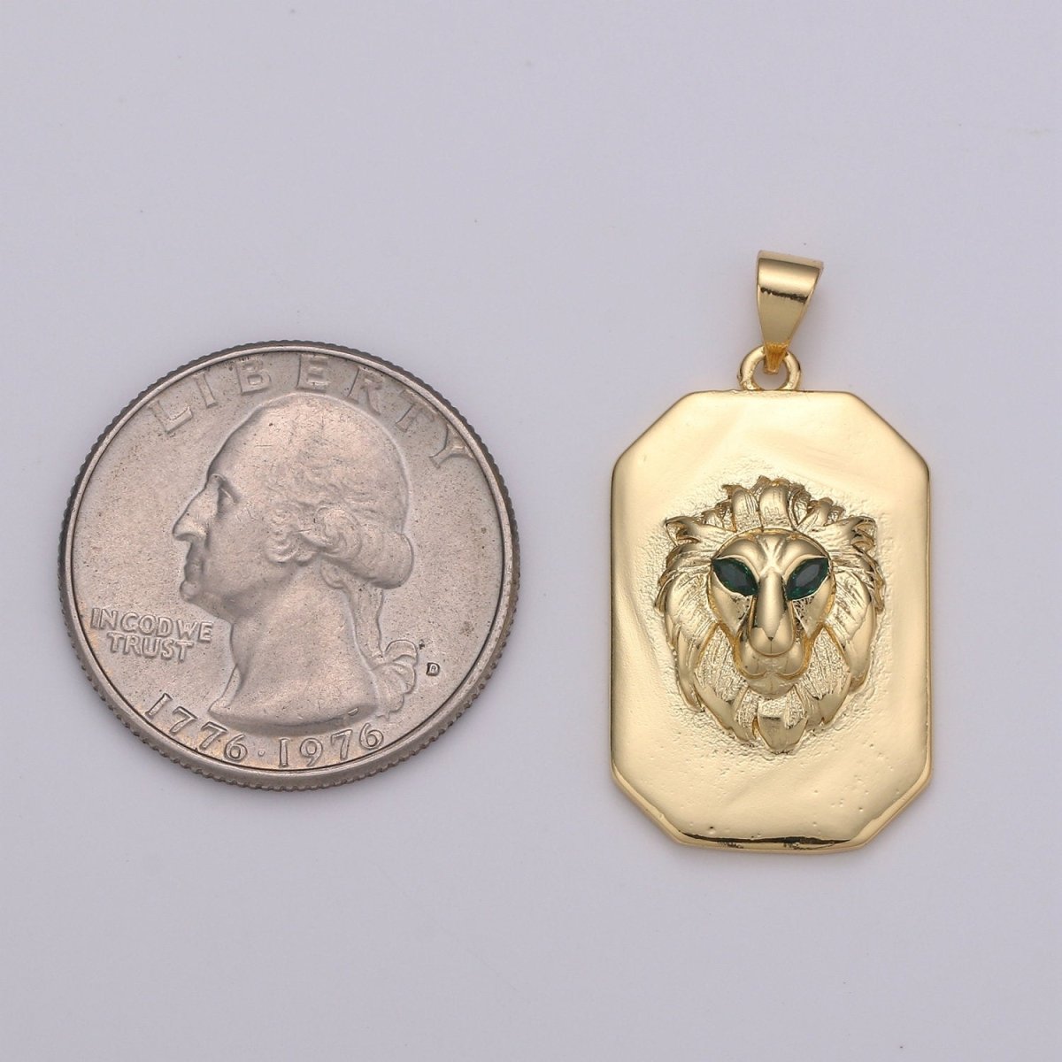 Gold Lion Charm Miliatry Tag Medallion, Gold Lion Pendant, Lion King Jewelry, Animal Necklace Charm for Men Jewelry Supply Making J-026