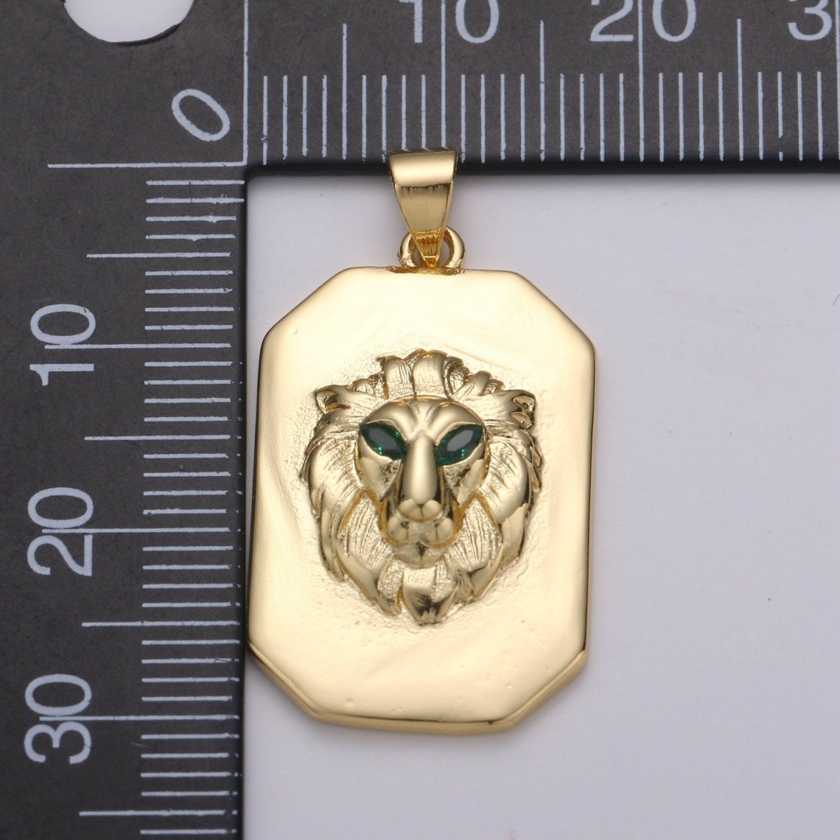 Gold Lion Charm Miliatry Tag Medallion, Gold Lion Pendant, Lion King Jewelry, Animal Necklace Charm for Men Jewelry Supply Making J-026