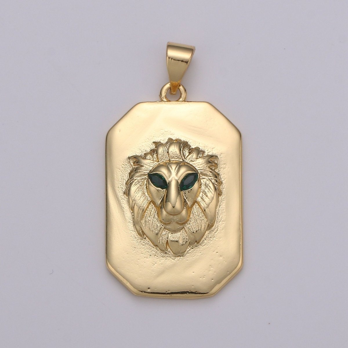 Gold Lion Charm Miliatry Tag Medallion, Gold Lion Pendant, Lion King Jewelry, Animal Necklace Charm for Men Jewelry Supply Making J-026