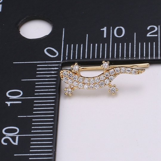 Gold Lizard Ear Climbers- Animal Earrings, Gold Ear Crawlers, Ear Climbers, Micro Pave Earrings, Gecko Ear Crawler Earrings P-006
