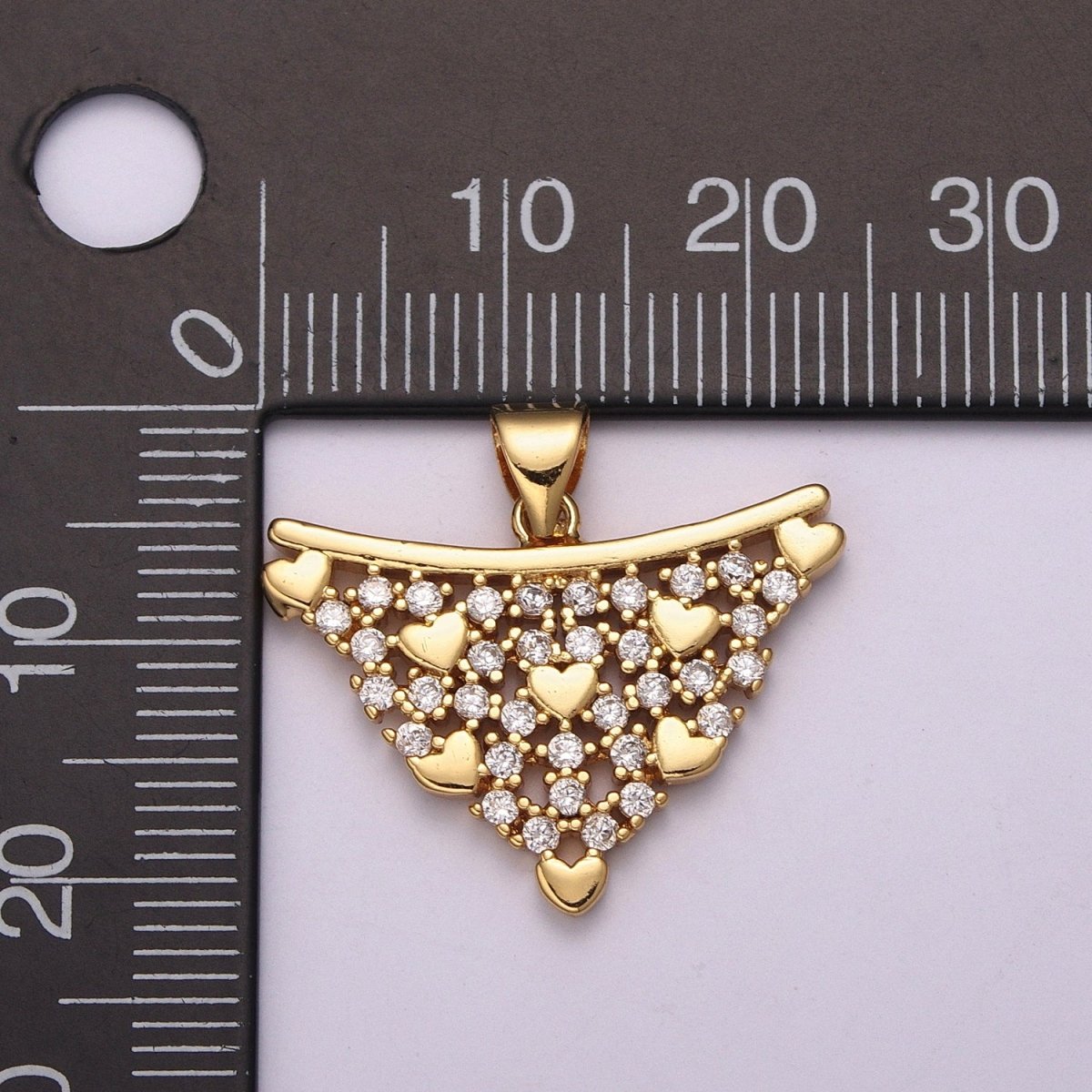 Gold Love is in the air Micro CZ Pave Heart Pendant Charm, Triangle Dainty Micro Pave CZ Pendant Charm, For DIY Jewelry, N-1427