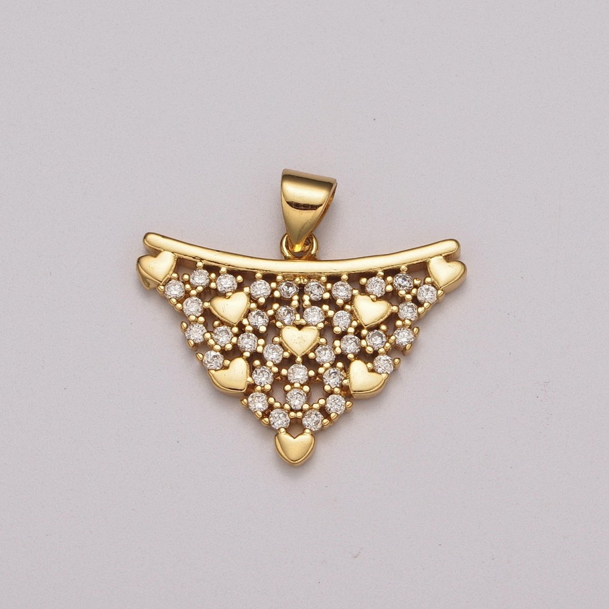 Gold Love is in the air Micro CZ Pave Heart Pendant Charm, Triangle Dainty Micro Pave CZ Pendant Charm, For DIY Jewelry, N-1427
