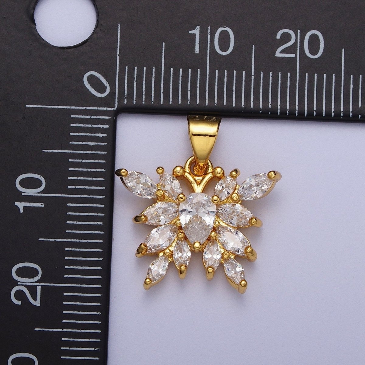 Gold Mariposa Butterfly Marquise Cubic Zirconia Pendant For Nature Jewelry Making | X-682