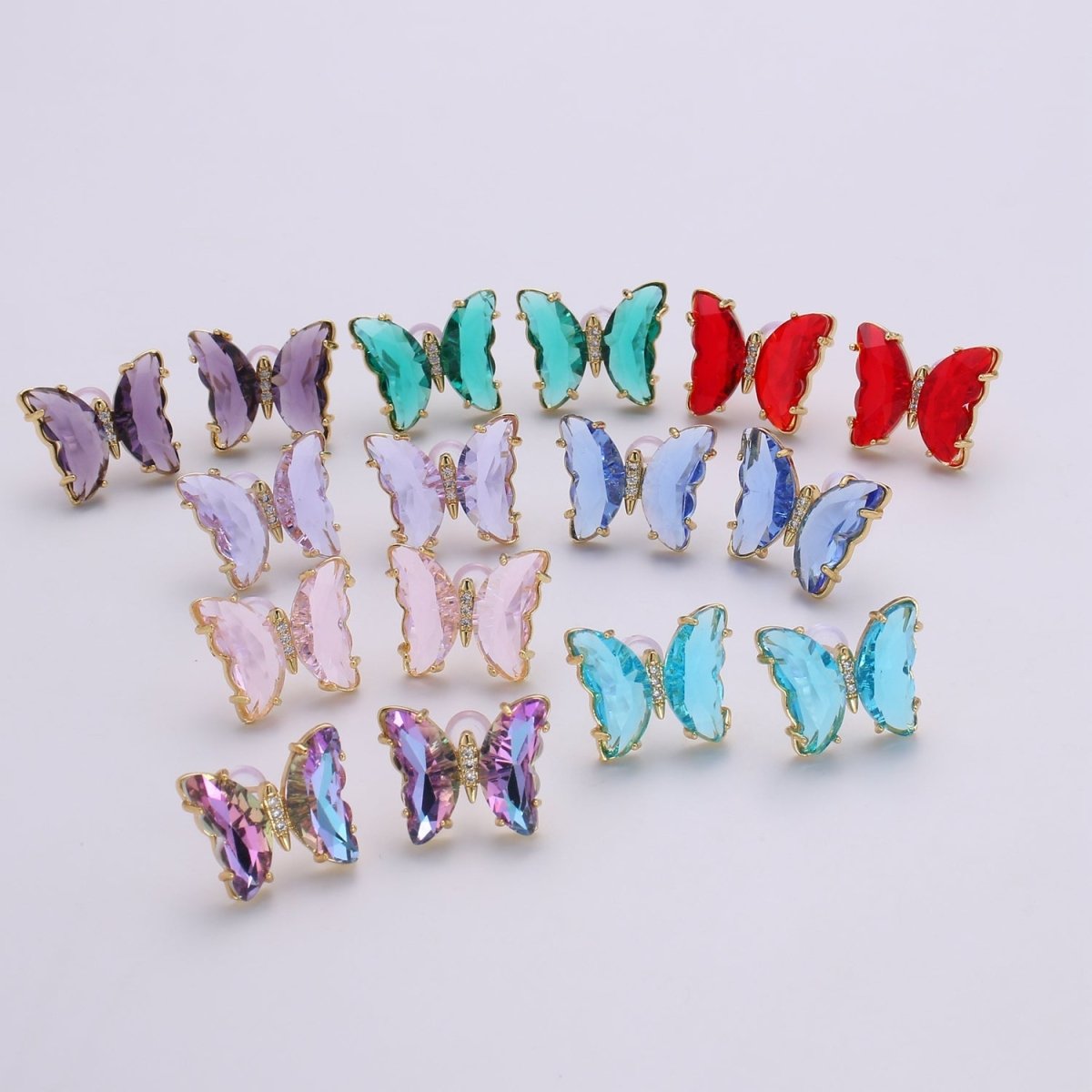 Gold Mariposa Stud Earring Minimalist butterfly earrings Lead and nickels free Acrylics mariposa Stud Earring Clear Colorful Jewelry Q-328 - Q-335