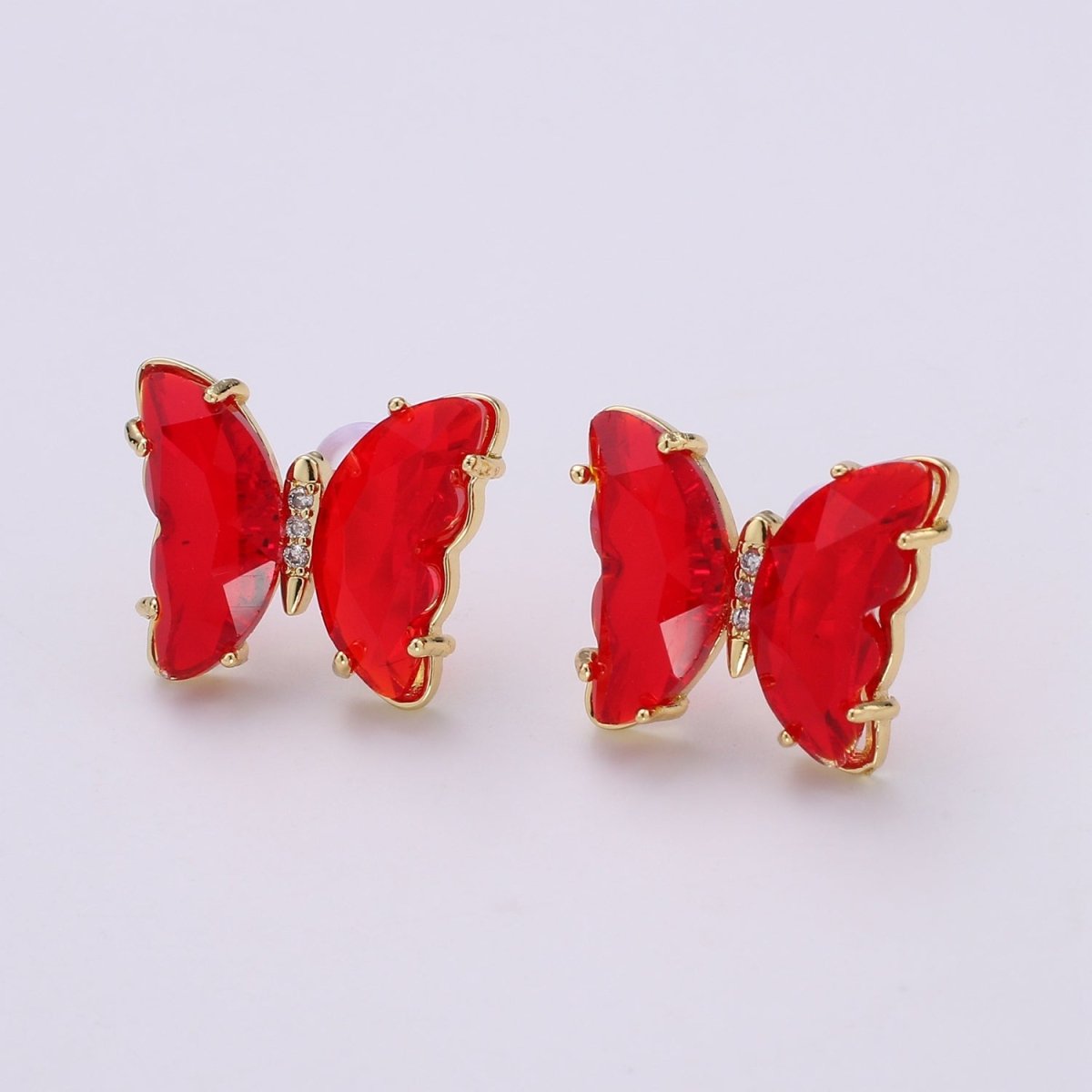 Gold Mariposa Stud Earring Minimalist butterfly earrings Lead and nickels free Acrylics mariposa Stud Earring Clear Colorful Jewelry Q-328 - Q-335