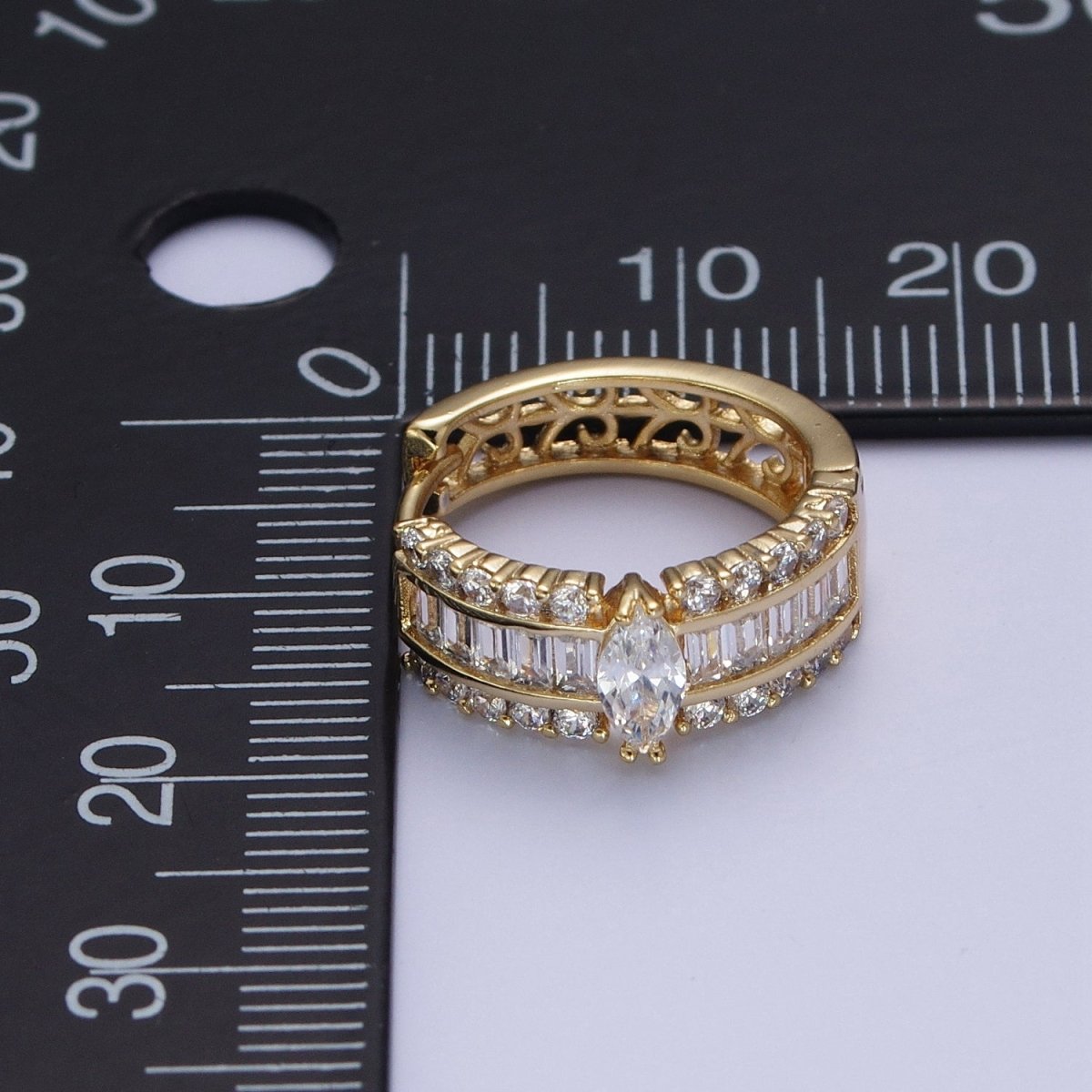 Gold Marquise Hoops Medium Huggie CZ Diamond Earrings • Dainty Hoops for your Earring AD-071